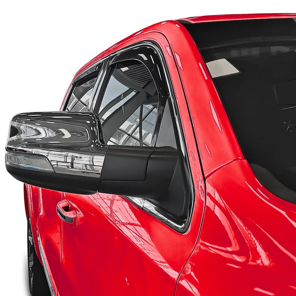 Voron Glass in-Channel Extra Durable Rain Guards for Trucks Chevrolet (Chevy) Silverado/GMC Sierra 2014-2018 Crew Cab, Window Deflectors, Vent Window Visors, 4 Pieces - 220009