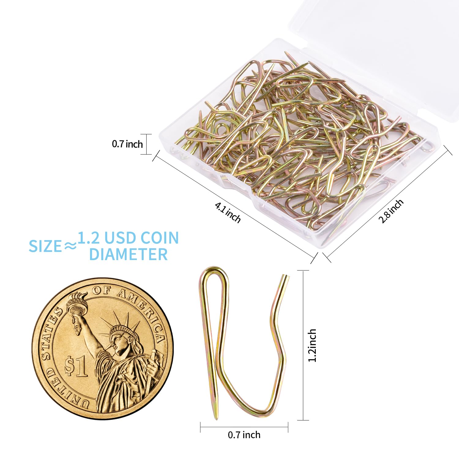1.2 Inches Curtain Hooks, Sopito 58pcs Metal Drapery Pin and Hook for Door Window Shower Curtain, Bronze
