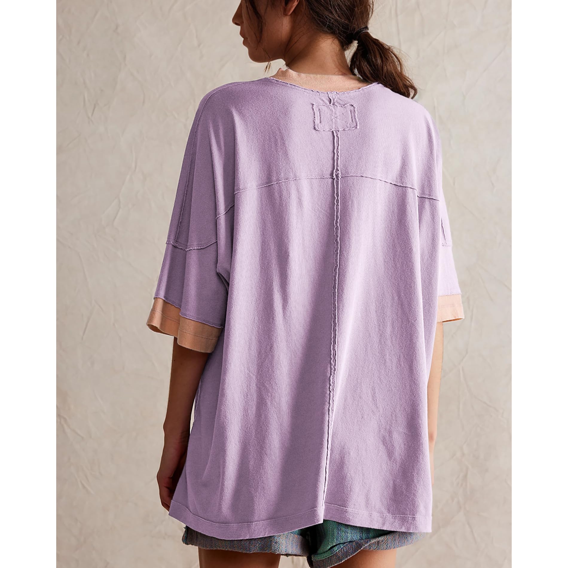 Songling Womens 3/4 Length Sleeve Casual Loose Fit Summer Tee Shirt Basics Cotton t Shirts Trendy Tops