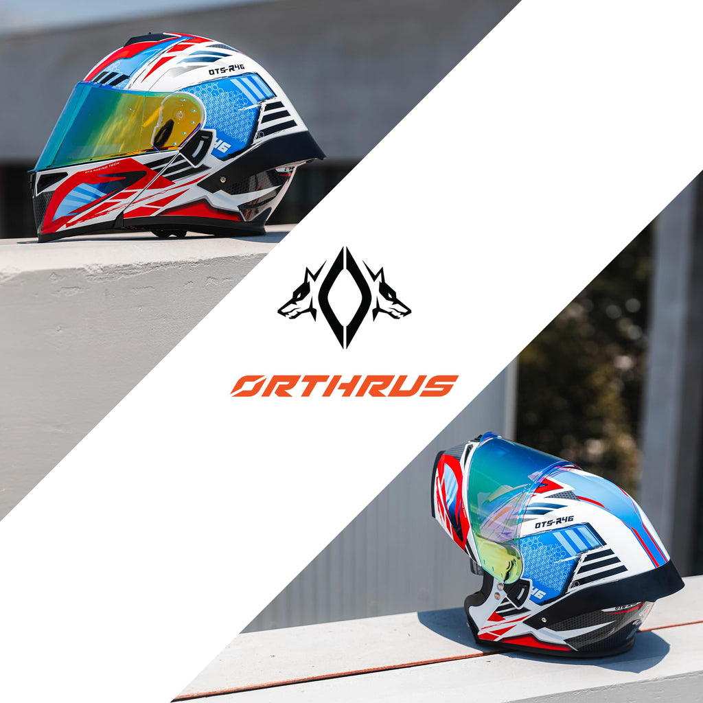 Orthrus Modular LED Full Face Motorcycle Helmet - DOT Approved Flip-Up Dual Visor Sun Shield & Bluetooth Ready for Adults Men Women - Street Bike/Motocross (Dobermann Gold, S)