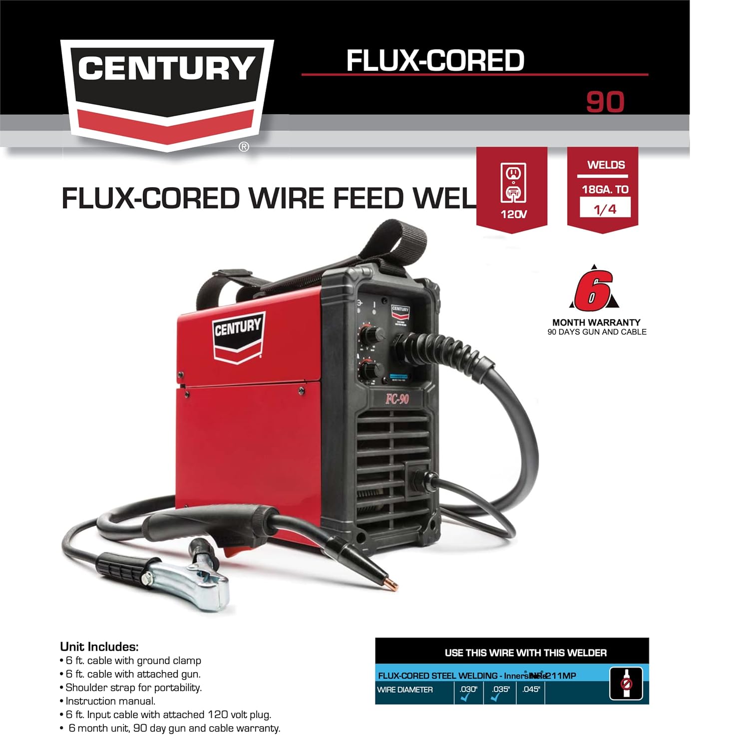 Lincoln Electric FC90 Flux-Cored Wire Feed Welder – Portable 120V Inverter Welder with Extra-Large Gloves and 1 lb. Spool of 0.035 Flux Core Wire