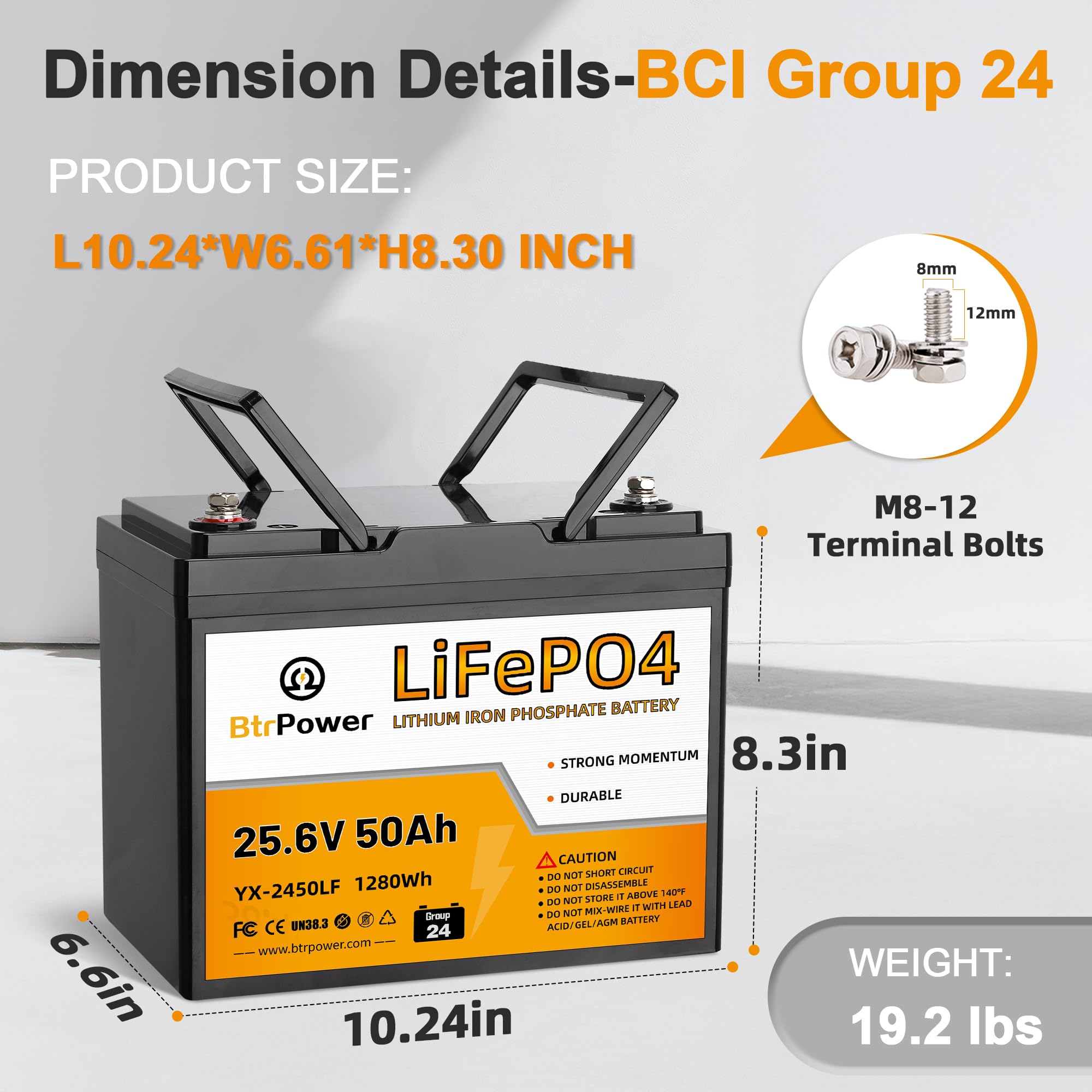 12V Lithium Battery,5000+ Deep Cycle LiFePO4 Battery with Built-in 100A BMS fit for Home Storage,Trolling Motor,RV,Off-Grid System,Solar Power System,Marine (2PACK-12V100AH)