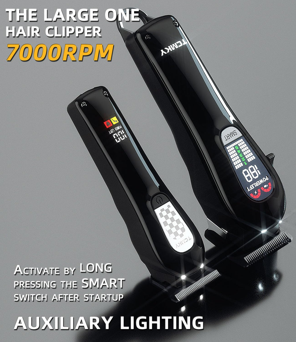 TCMKY Hair Clippers Professional Cordless for Men, Barber Clippers for Hair Cutting Kit, Wireless LCD Display Hair Trimmers Set, Rechargeable Haircut Machine for Family (Black)
