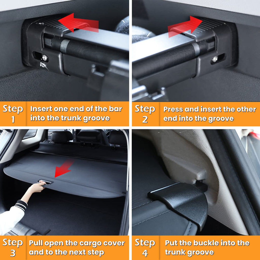 Trunk Cargo Cover for Nissan Rogue S SV SL Platinum 2014-2020 Retractable Rear Trunk Cargo Luggage Security Shade Cover Shield Interior Accessories Waterproof Custom Fit All Weather (Black)