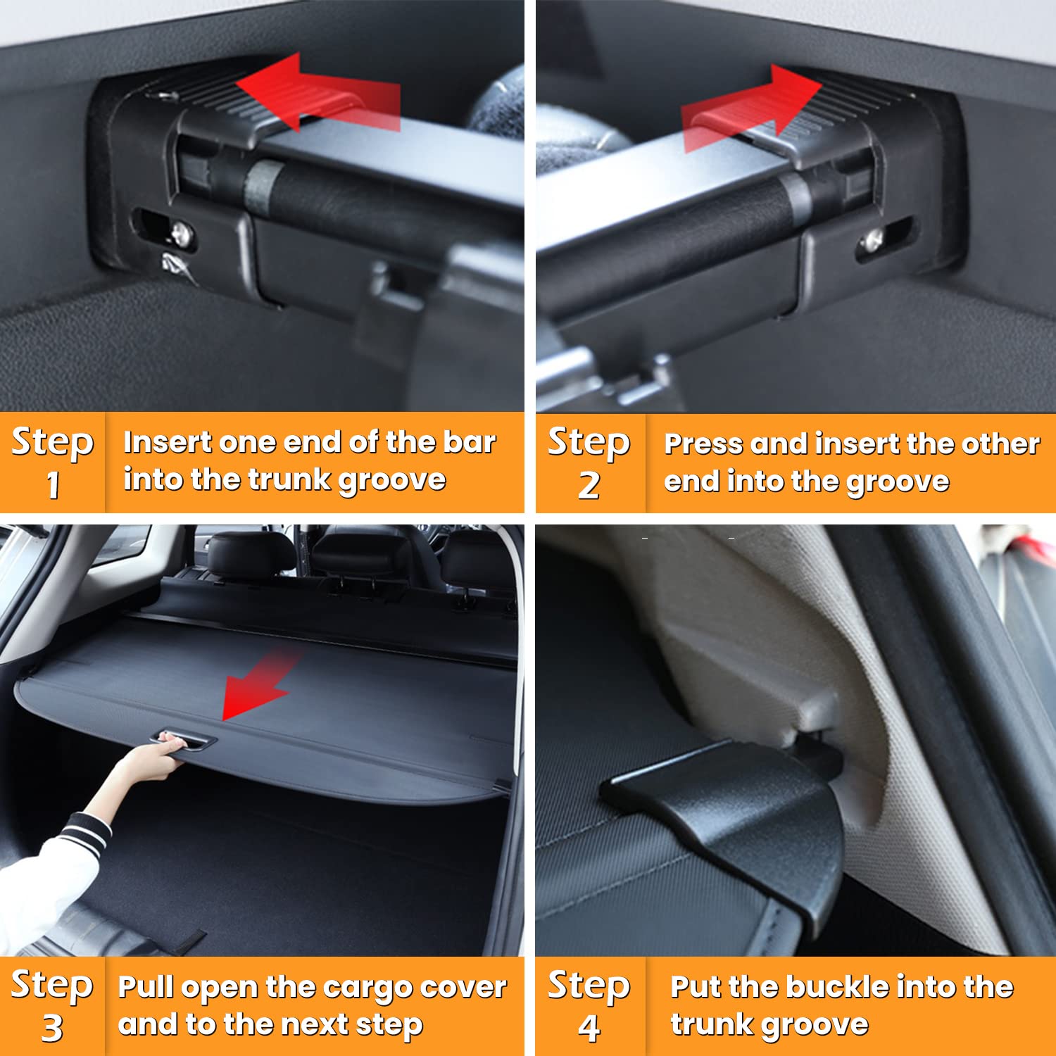 Trunk Cargo Cover for Nissan Rogue S SV SL Platinum 2014-2020 Retractable Rear Trunk Cargo Luggage Security Shade Cover Shield Interior Accessories Waterproof Custom Fit All Weather (Black)