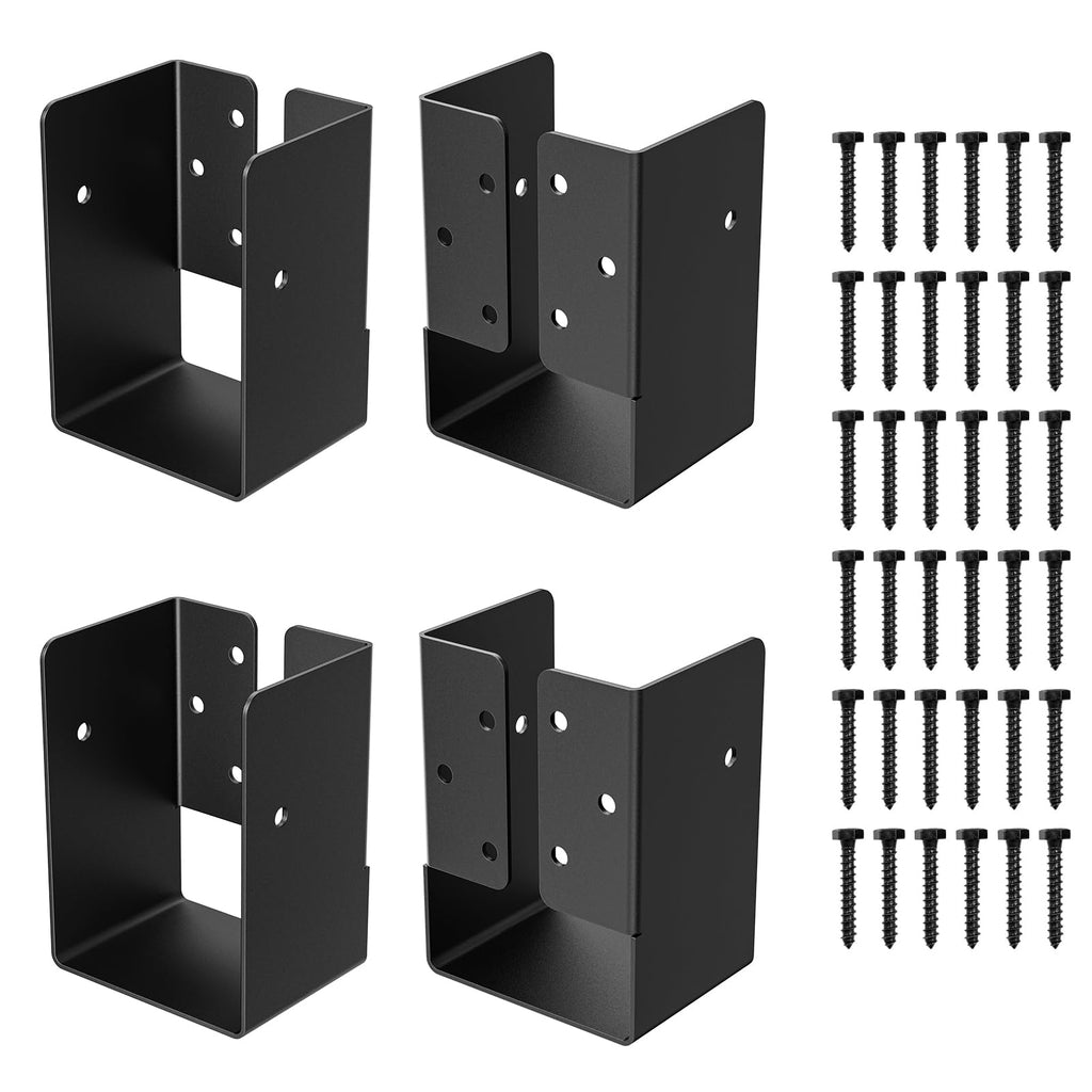 FMhotu Concealed Joist Hanger (1 Pack),4"x6" Outdoor Concealed-Flange Joist Bracket with Screws, Q235B Steel Powder Coated Concealed Mount Light Joist Hangers for 4"x6" Beam, Swing, Handrail, Fence