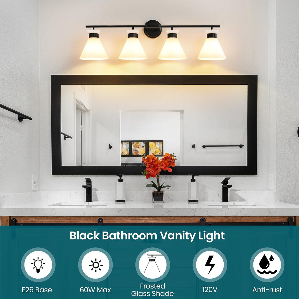 WOSHITU Gold Bathroom Light Fixtures: Modern Vanity Lighting Fixtures 2 Lights for Bathroom Mid Century Vanity Light Sconces Over Mirror with Frosted Milky Glass for Bath Bedroom Makeup
