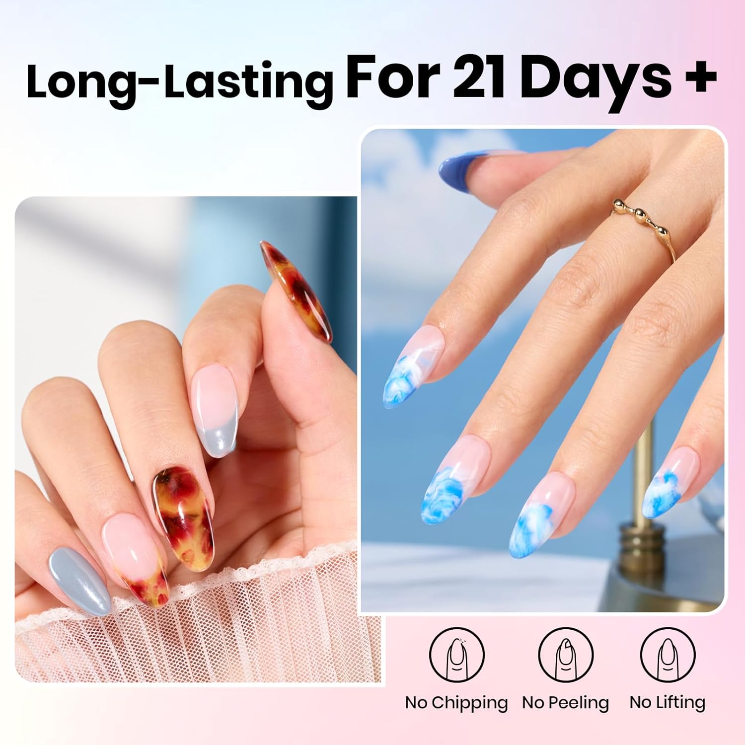 Beetles 2Pcs 15ml Gel Base and Top Coat Set - Upgrade No Wipe Extra Glossy Top Coat Finish for Gel Nail Polish, Soak Off UV/LED Lamp Needed, Essentials for Long-Lasting Manicure Kit