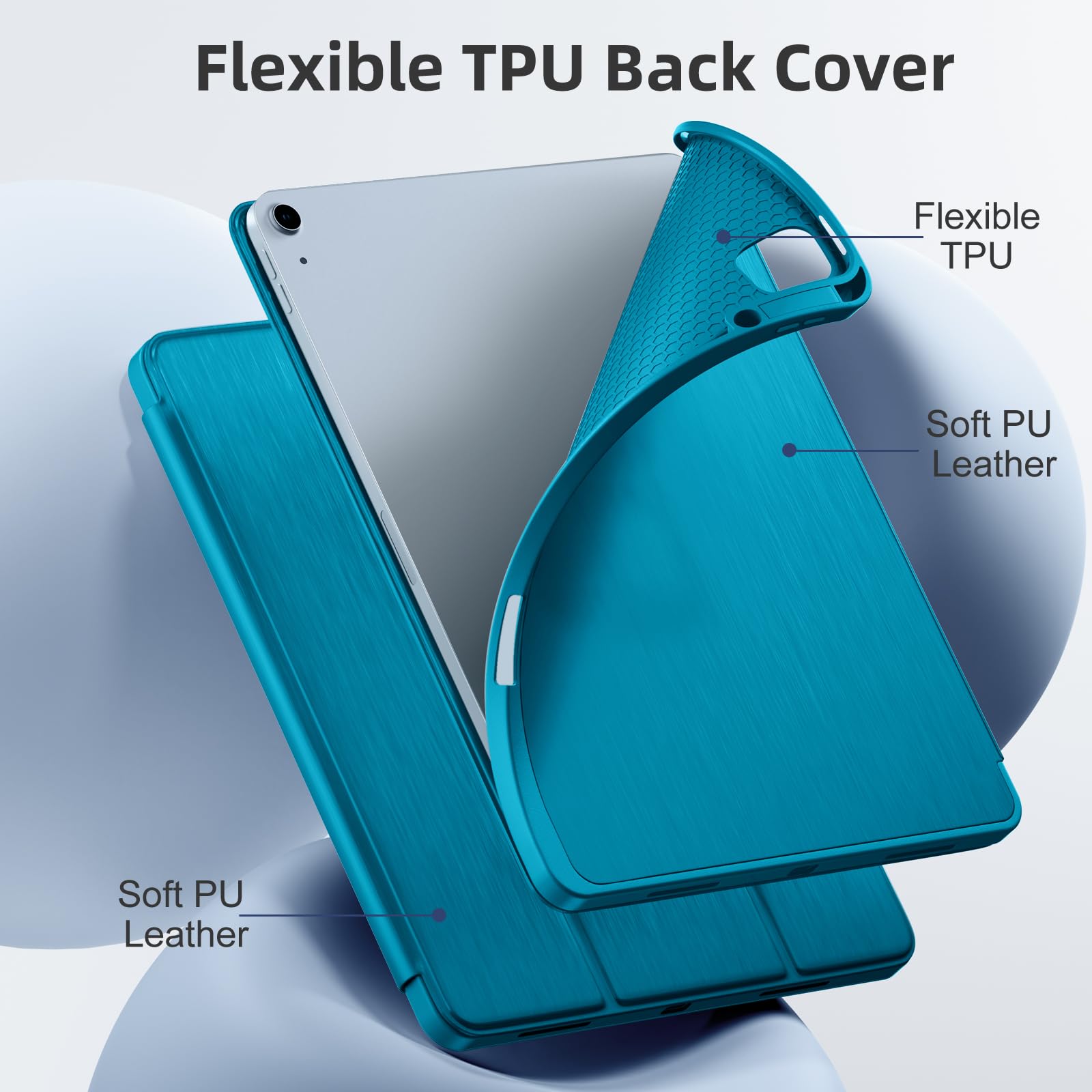 Akkerds Compatible for iPad Air 13 Inch Case (M4/M3/M2) 2026/2025/2024 with Pencil Holder, Trifold Stand Protective Cover/Soft TPU Back for iPad Air 13 Case, Supports Touch ID, Auto Wake/Sleep, Black
