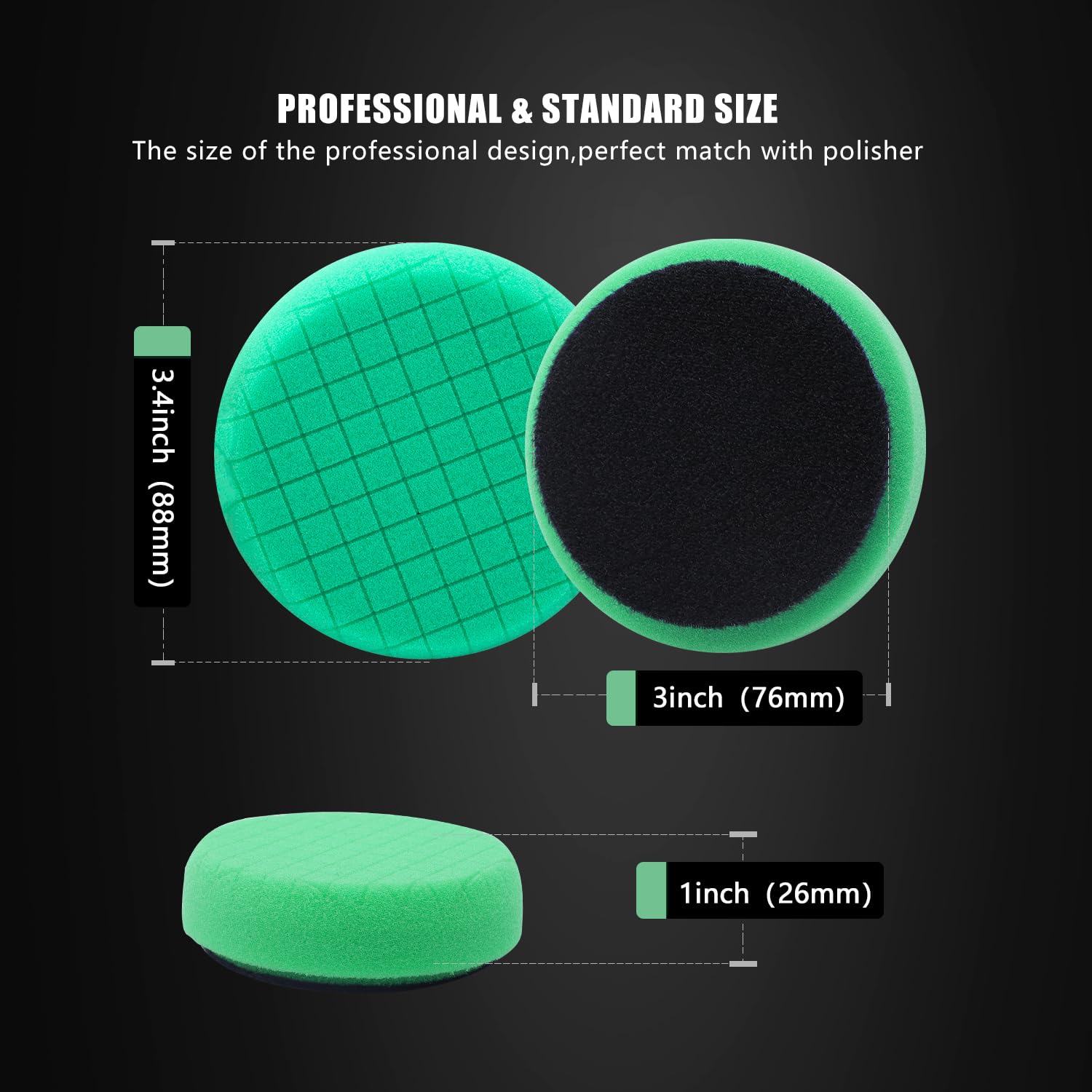Blue T60 Moderate-Cut Foam Polishing Pads, SPTA 1Pc 3.5 Inch Face for 3 Inch 80mm Backing Plate Compound Buffing Sponge Pads for Car Buffer Polisher Compounding, Polishing and Waxing -FPTSS3G
