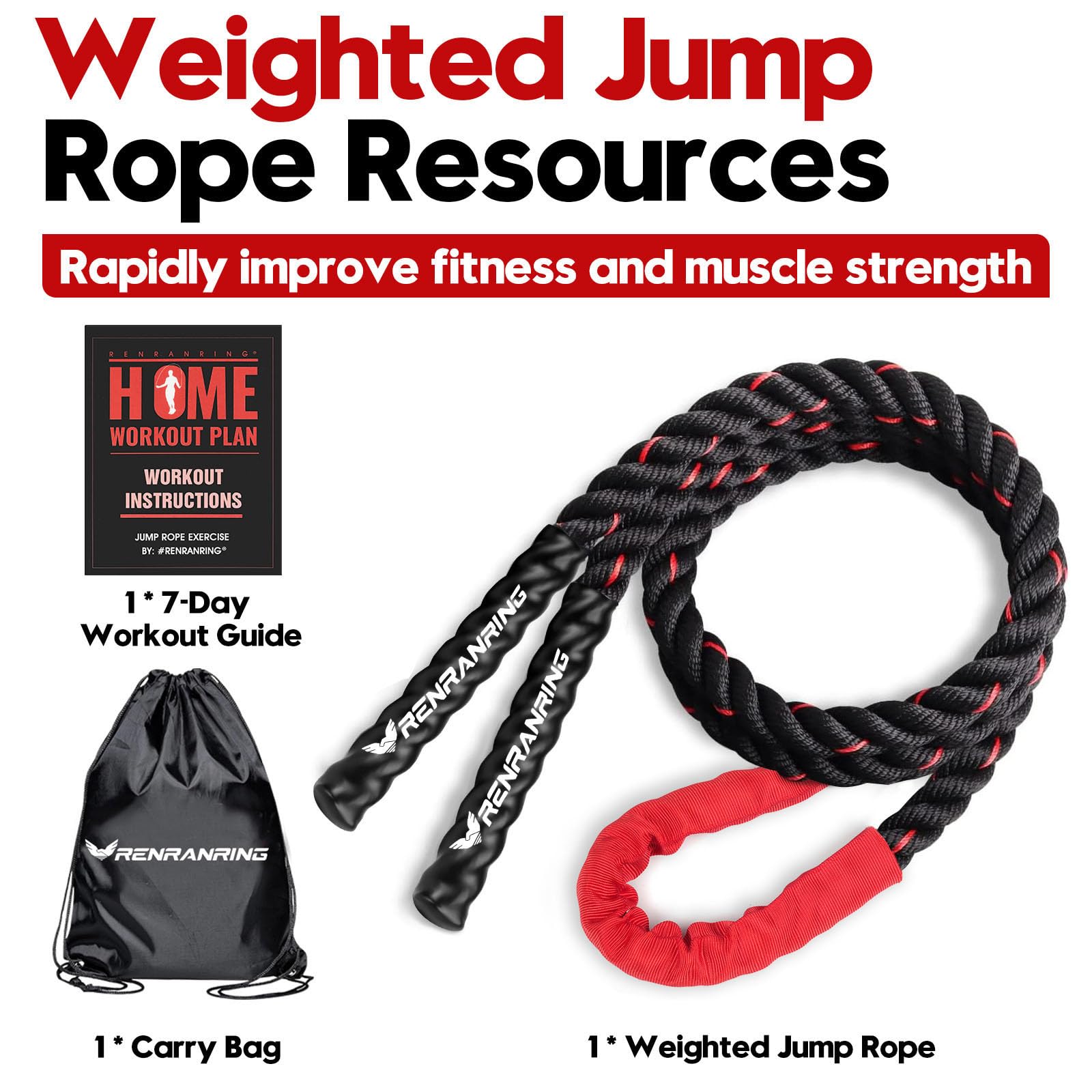 Weighted Jump Rope for Men and Women, 3lb 4lb 5lb Adult Heavy Skipping Rope, Jumprope for Fitness,Workout Equipment, Fitness Equipment for Home Gym Exercise,Improve Strength and Building Muscle