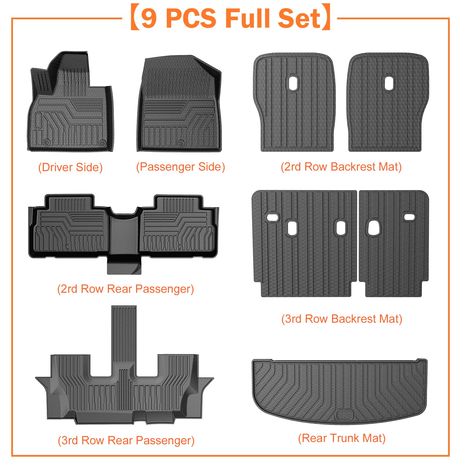KUST Floor Mats & Trunk Cargo Mat for Toyota RAV4 2019-2025, All Weather Rear Trunk Cargo Liner for RAV4 Accessories TPE Rubber Raised Edge 4PCS