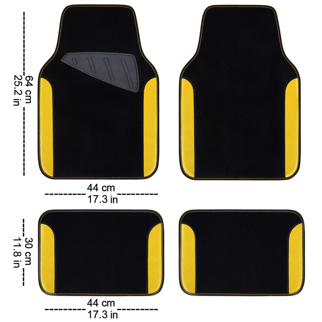 CAR PASS Beige Leather & Waterproof Car Carpet Floor Mats, Universal Car Mats Fit for SUV,Vans,sedans, Trucks,Set of 4pcs Car Carpet with Anti-Slip nibbs Driver Heel Pad (All Beige)