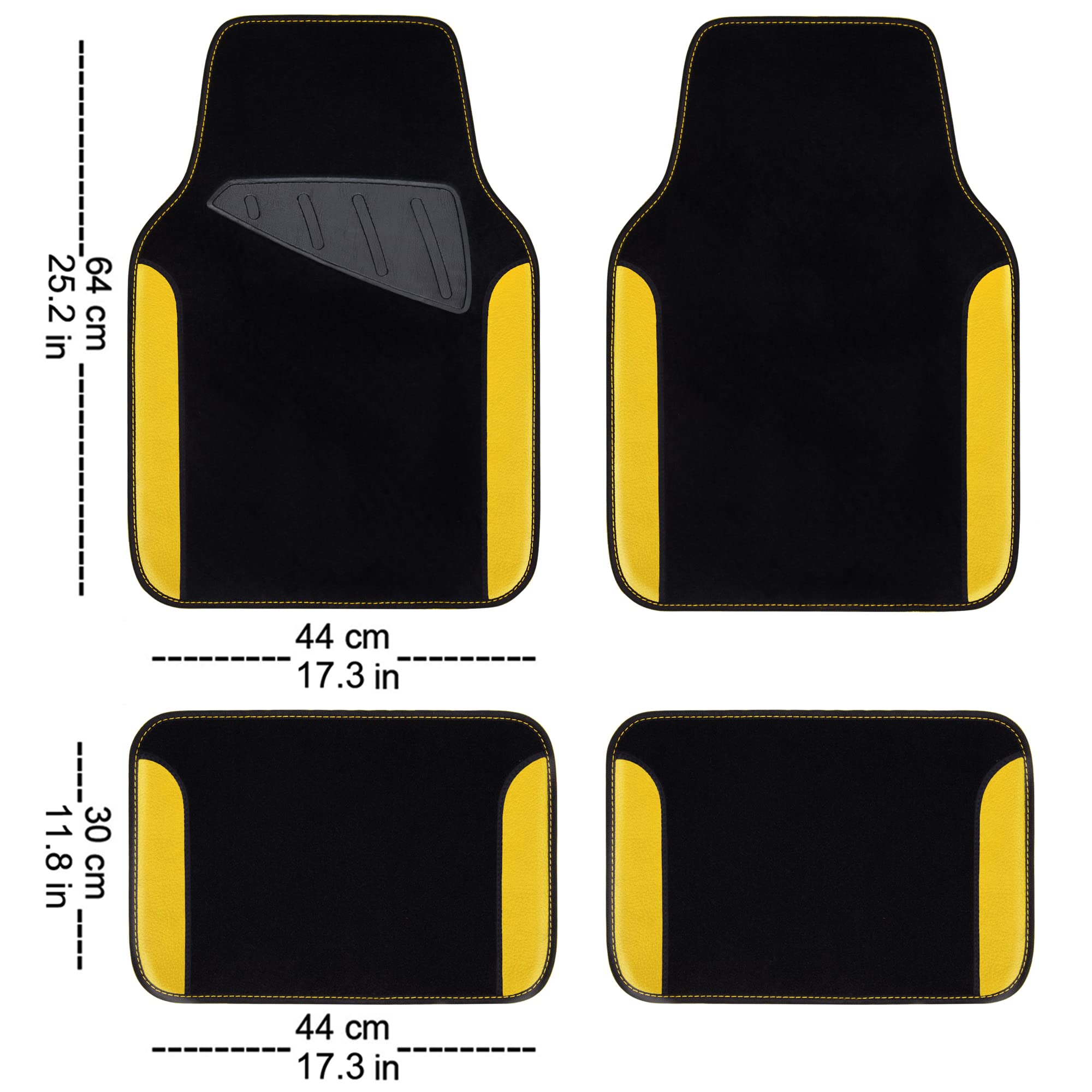 CAR PASS Beige Leather & Waterproof Car Carpet Floor Mats, Universal Car Mats Fit for SUV,Vans,sedans, Trucks,Set of 4pcs Car Carpet with Anti-Slip nibbs Driver Heel Pad (All Beige)
