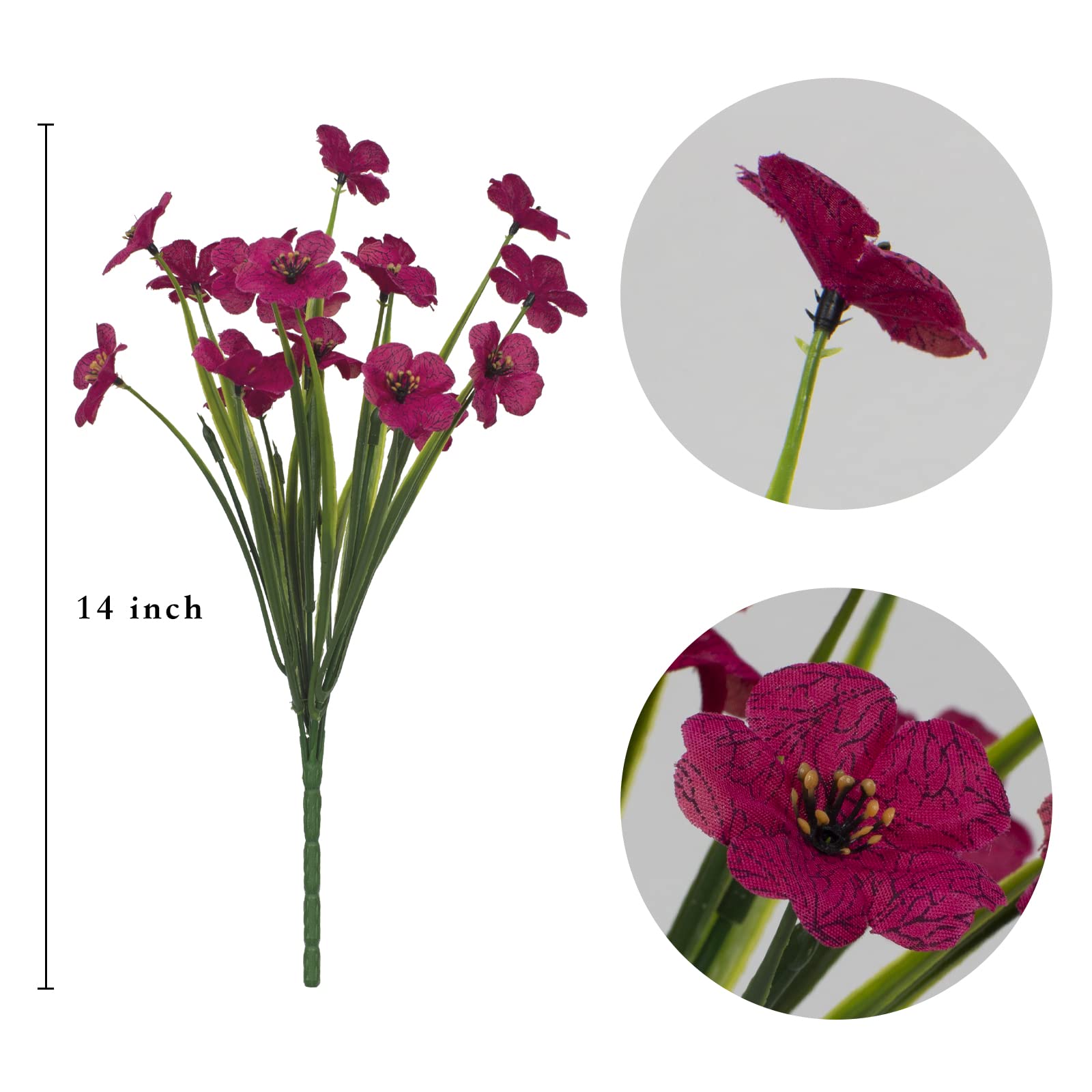 LikSoor 21 Bundles Artificial Outdoor UV Resistant Flowers No Fade Fake Outside Flowers Plastic Greenery Faux Shrubs Garden Porch Window Box Home Decoration(Blue)