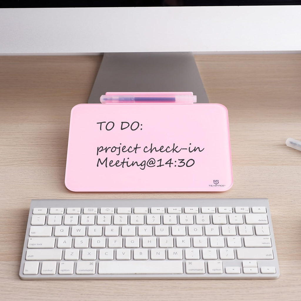 TSJ OFFICE Small Desktop Whiteboard - Glass Dry Erase Board 8 X 6 Inches Tabletop Easel Whiteboard with Stand, Desk Board Buddy for Artist, Teacher and Student