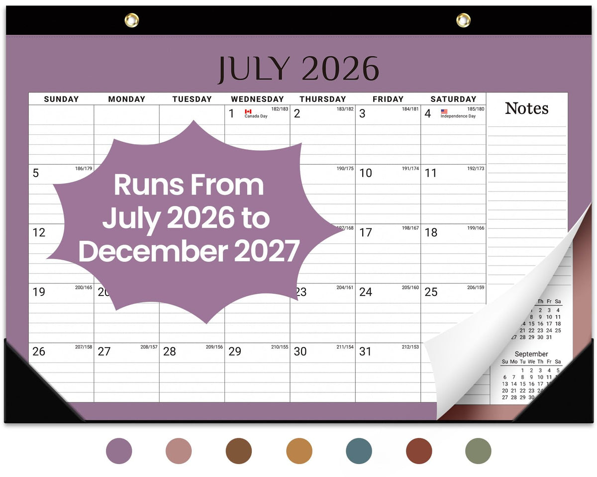 Desk Calendar 2026-2027, 21-Month Calendar Runs Until June 2027, Large 17" x 12" Monthly Desktop & Wall Calendar for Home & Office - Floral