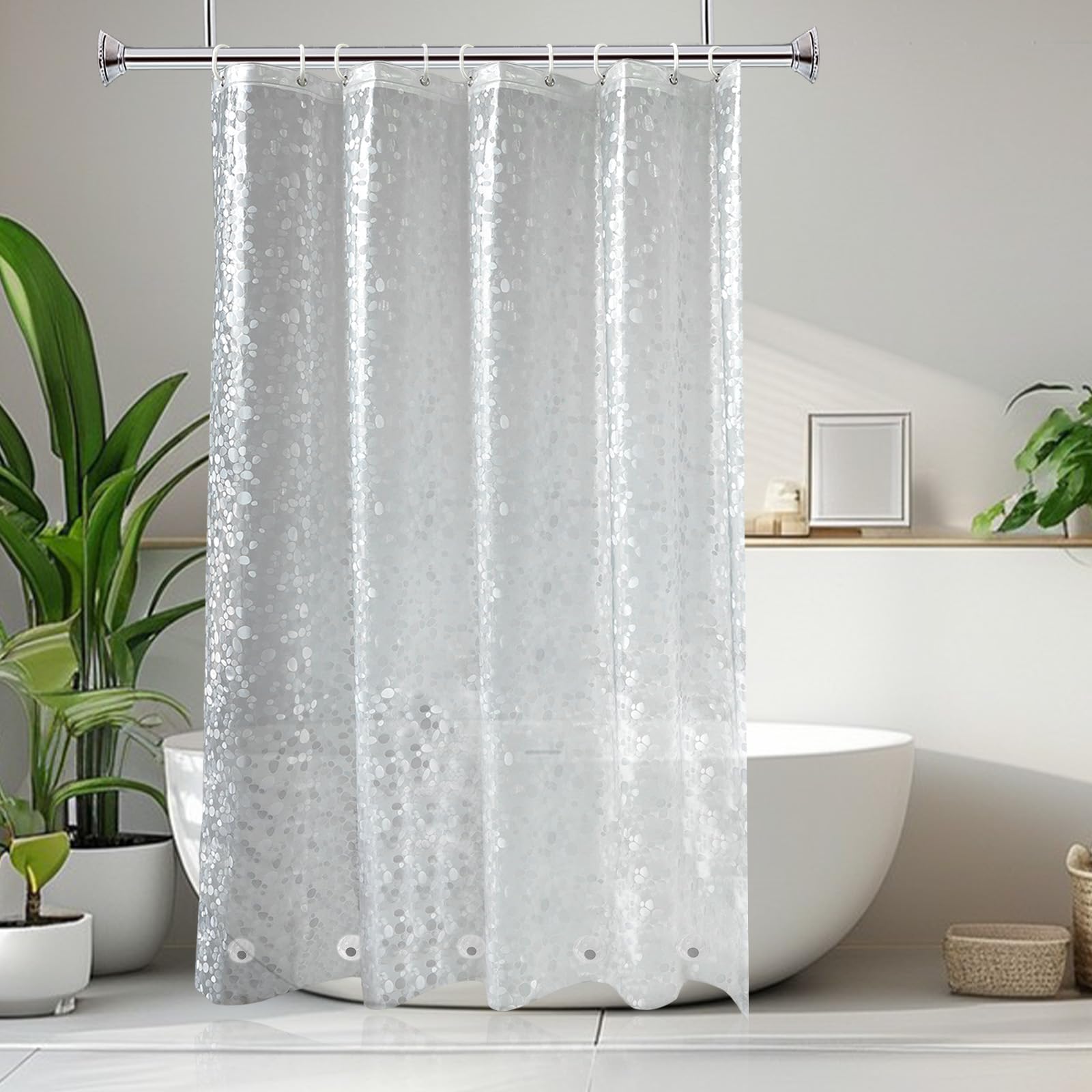 AooHome Eva Small 36x72 Inches Shower Liner, See Through Clear 8 Gauge Bathroom Curtain with Hooks, Bottom Magnets, Water Repellent, Heavy Duty, Rust Proof Grommets