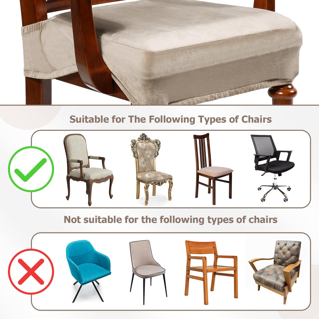 Havawish Large Dining Room Chair Seat Covers with Armrest Dining Chair Slip Covers Protectors(1 Pcs,Beige White)