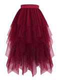 Hanpceirs Women's Tulle Skirts High Low Layered A-line Midi Skirt Irregular Tutu for Women