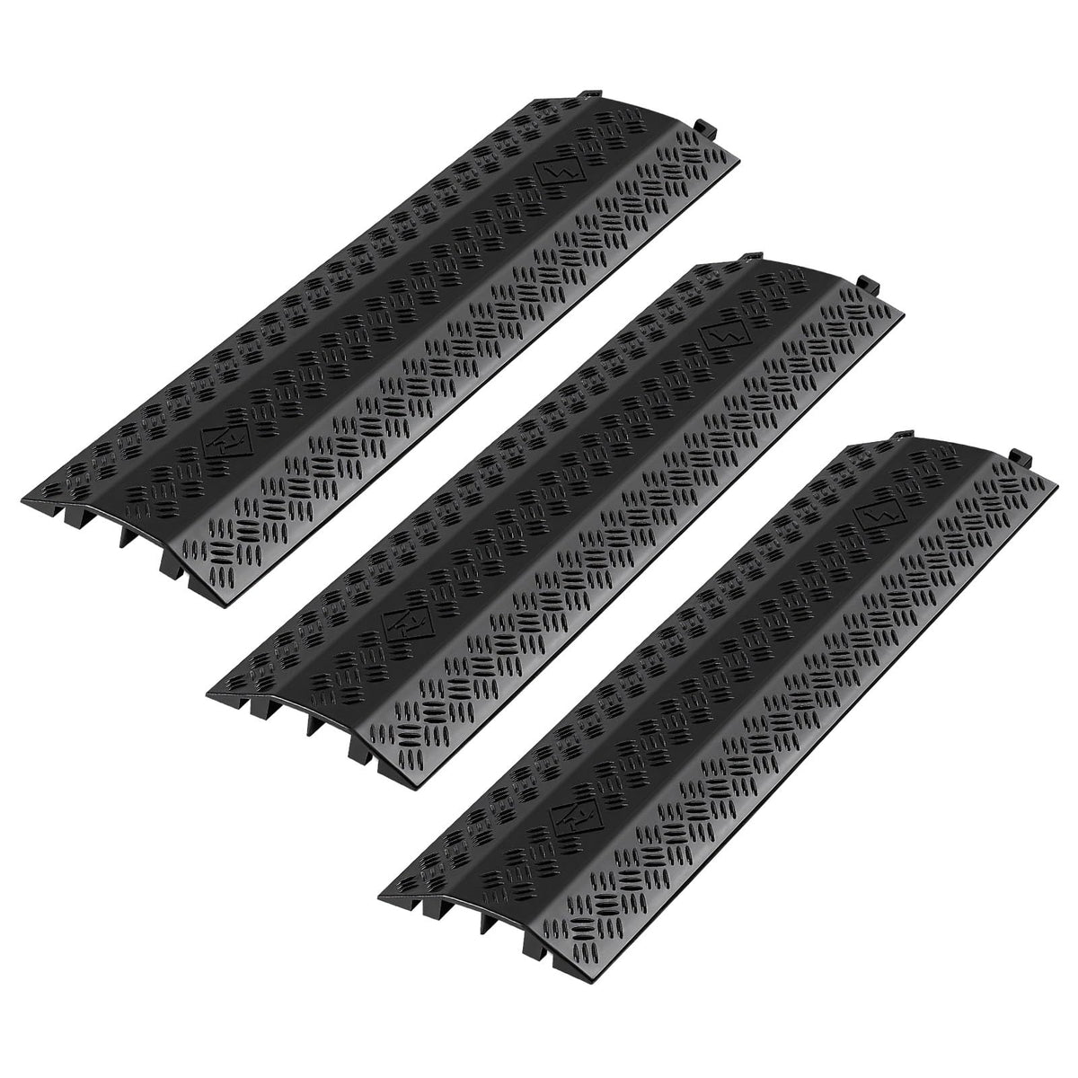 VEVOR 1 Pack Drop Over Cable Cover, 2 Channel Heavy Duty Cable Hose Protector Ramp, 38.3'' Floor Cord Cover, 17,500 lbs/Axle Load Capacity, for Traffic Areas, Indoor, Outdoor, Home, Office, Warehouse