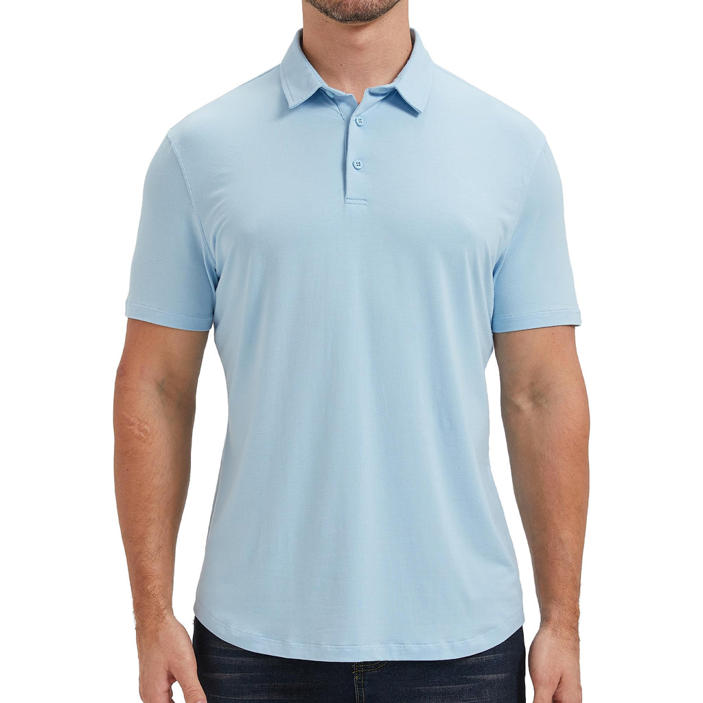 netdraw Mens Lightweight Bamboo Viscose Polo Ultra Soft Curved Hem UPF 50+ Casual Collared Golf Shirt