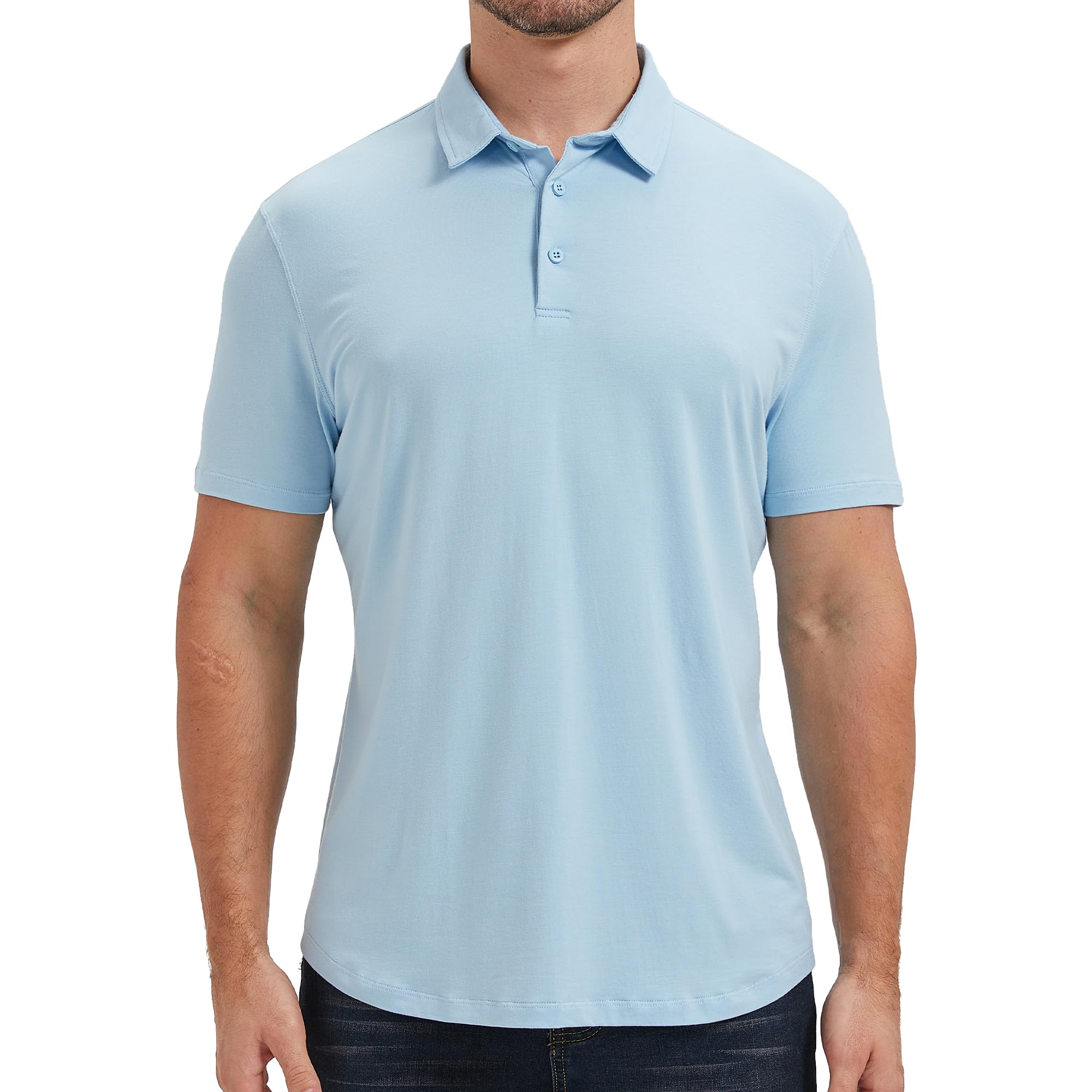 netdraw Mens Lightweight Bamboo Viscose Polo Ultra Soft Curved Hem UPF 50+ Casual Collared Golf Shirt
