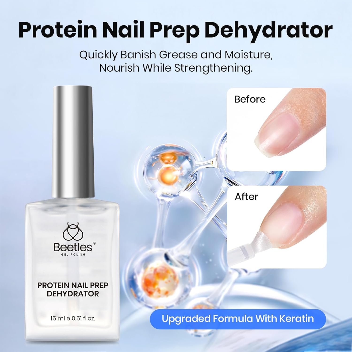 Beetles 2Pcs 15ml Gel Base and Top Coat Set - Upgrade No Wipe Extra Glossy Top Coat Finish for Gel Nail Polish, Soak Off UV/LED Lamp Needed, Essentials for Long-Lasting Manicure Kit
