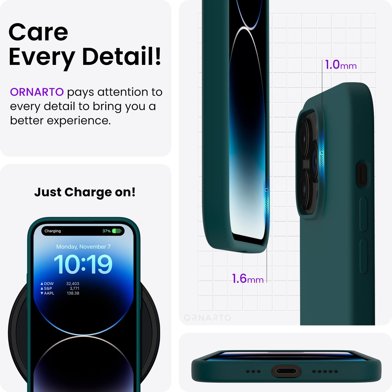ORNARTO Compatible with iPhone 14 Pro Case 6.1, Slim Liquid Silicone 3 Layers Full Covered Soft Gel Rubber Phone Case Protective Cover with Microfiber Lining 6.1 inch-Baby Blue