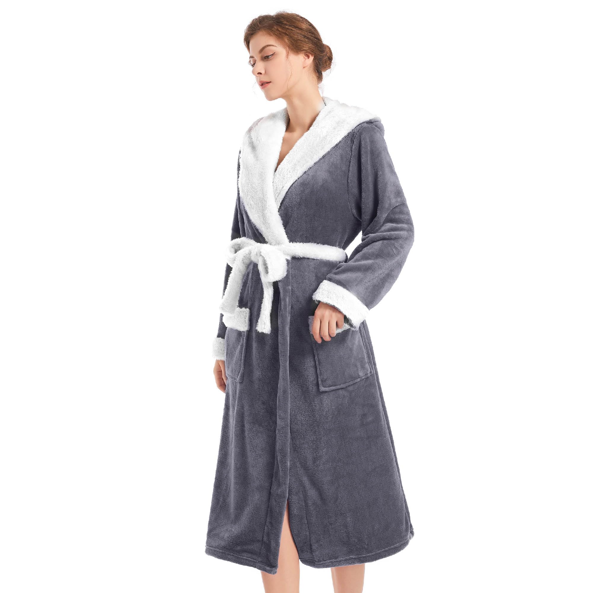 Inner Wish Women Hooded Plush Robe, Fleece Highly Absorbent Cozy Warm Bathrobe