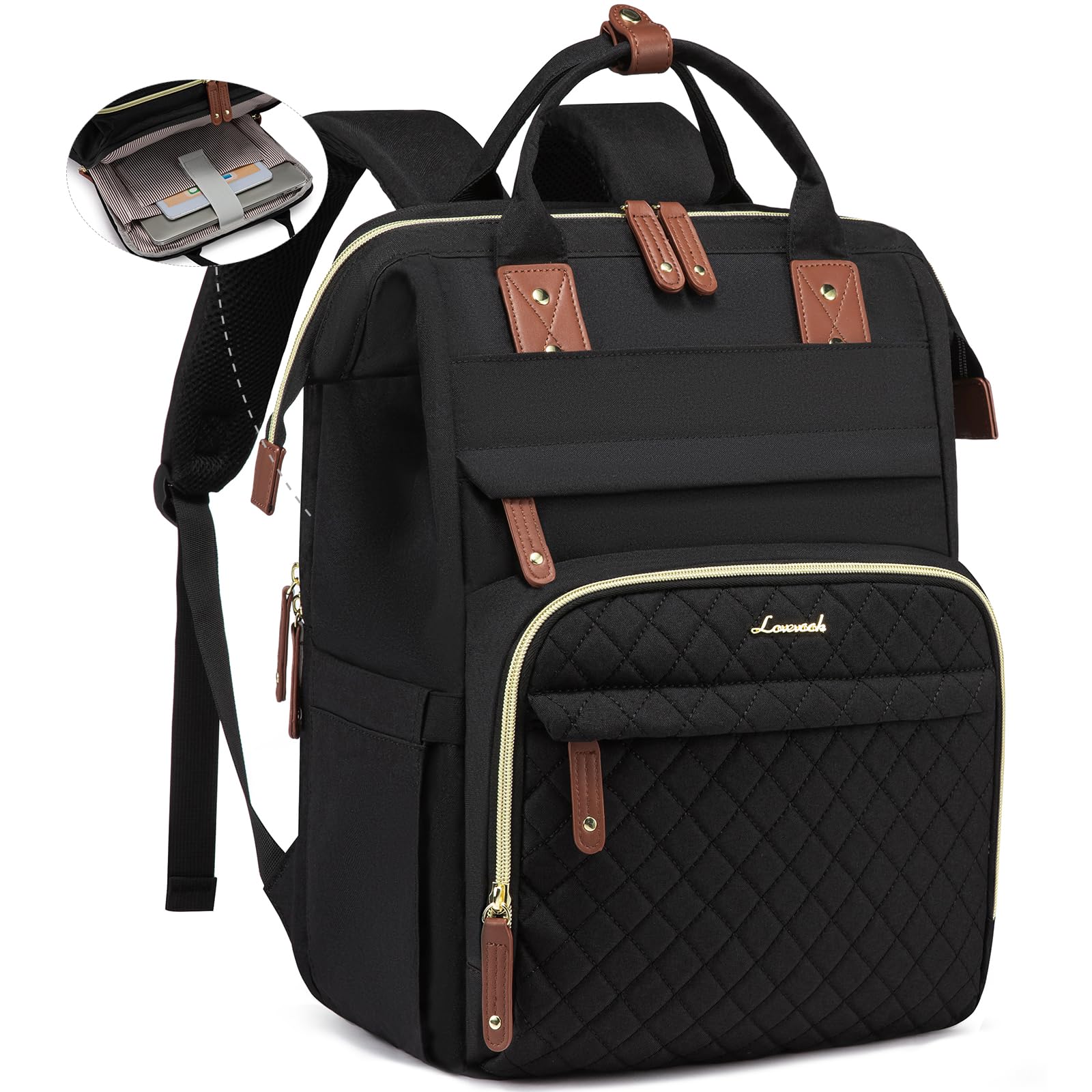 LOVEVOOK Laptop Backpack for Women, 15.6 inch Waterproof Nurse Bag Teacher Work Backpack Purse for Women, Travel Computer Backpack for College Office Business Ladies