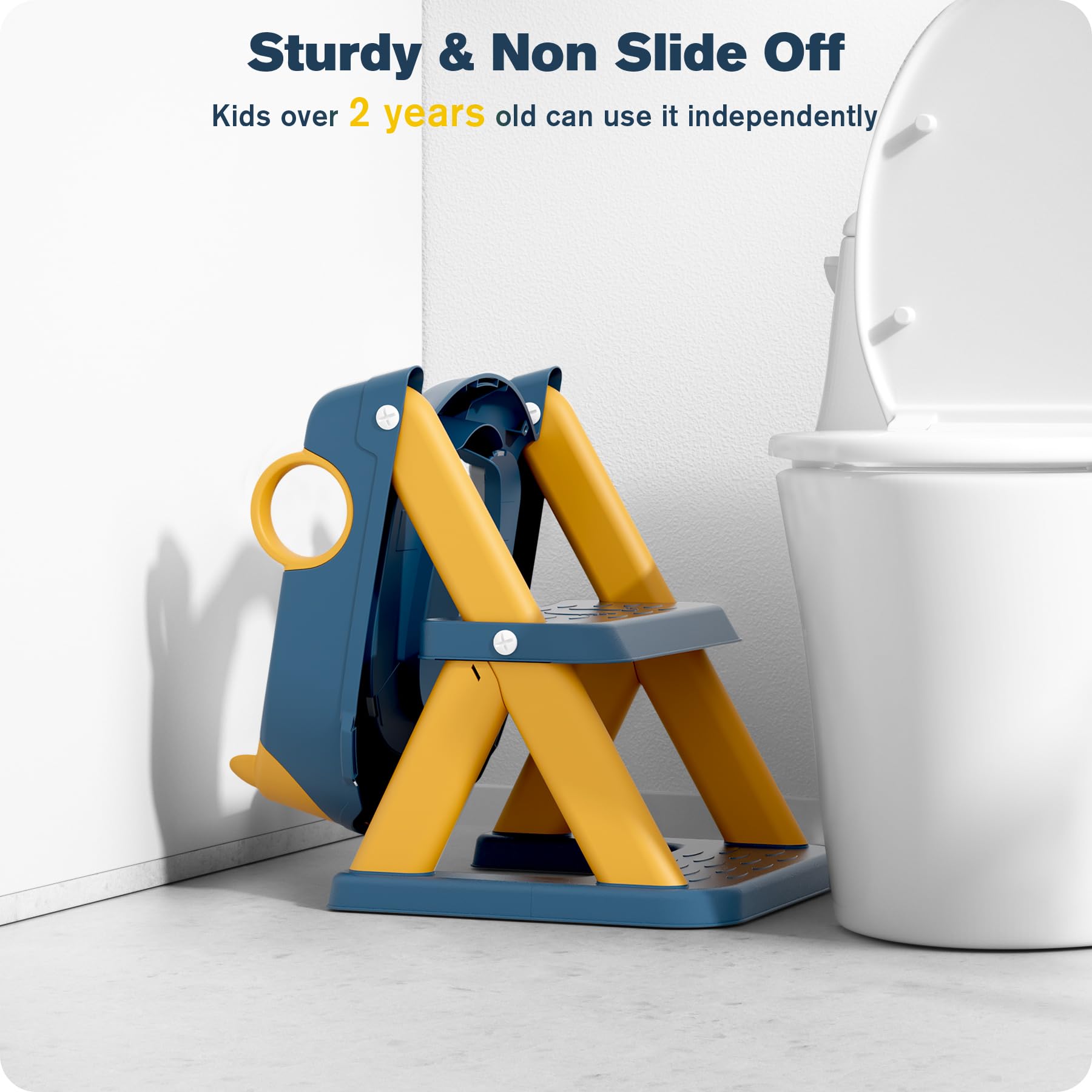Potty Training Seat, Upgrade Toddler Toilet Seat for Kids Boys Girls, 2 in 1 Potty Training Toilet, Splash Guard Anti-Slip Pad Step Stool(Blue)