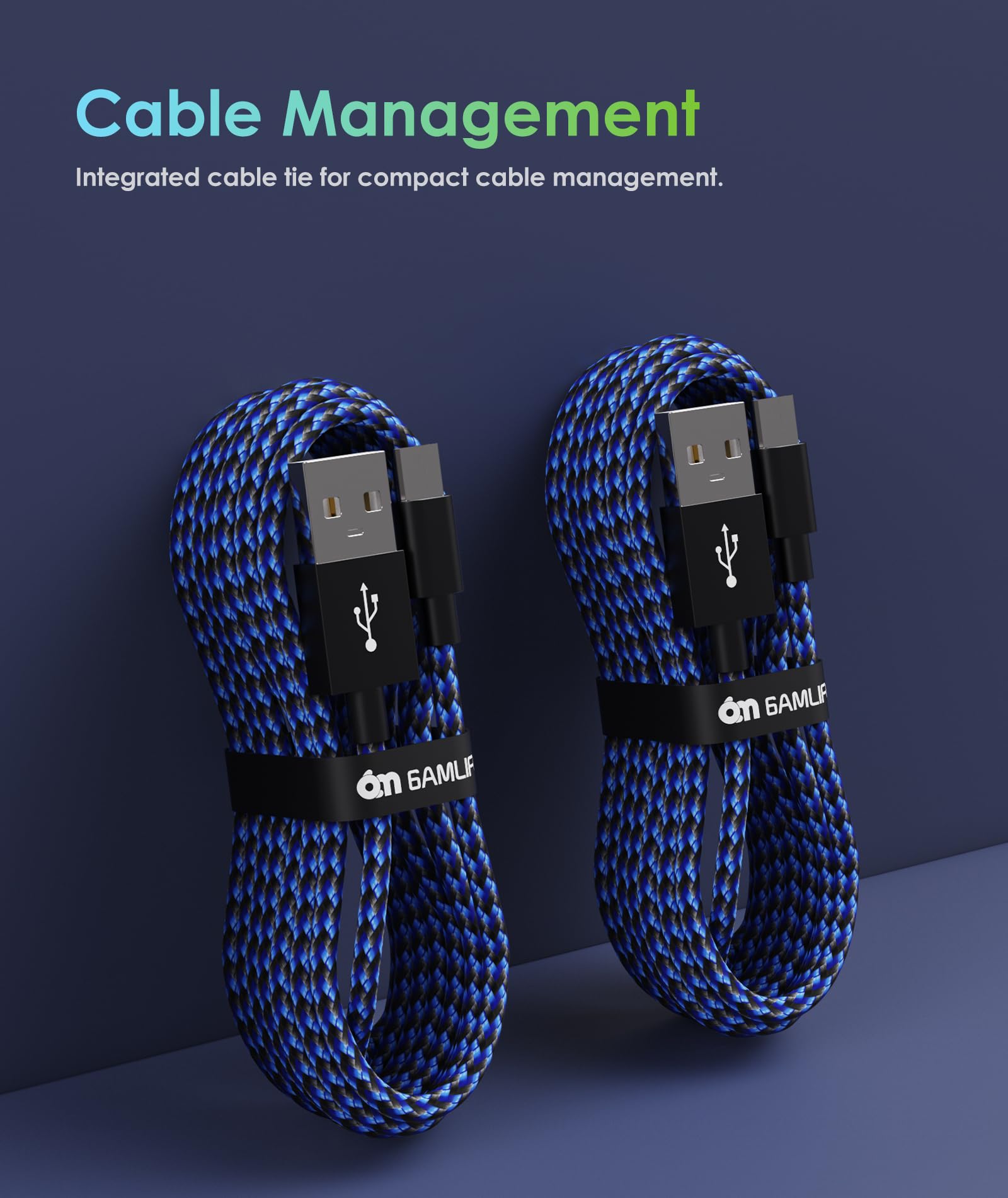 6amLifestyle PS4 Charger Cable for Controller, 2 Pack 10ft Micro USB Nylon Braided Cord, Micro USB Wire for PlayStation 4, Cables Slim/Pro, Xbox One S/X Controller, Android Phones, 2 Pack Black