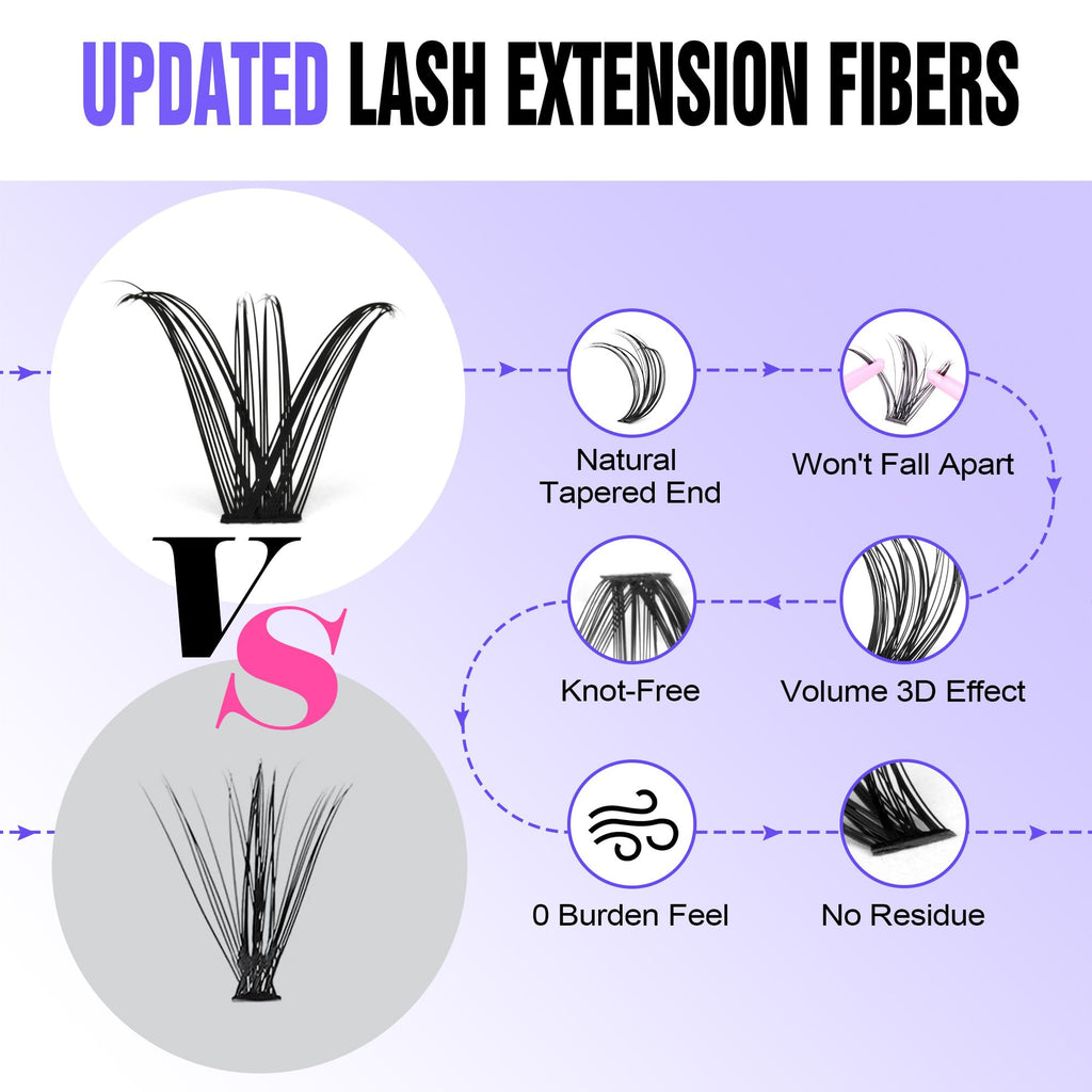 Pawotence Lash Extension Kit DIY 280pcs Individual Lash Clusters Kit 20D&30D Natural 9-15mm Cluster Eyelash Extensions Kit with Lash Bond and Seal, Tweezers for Self Use (20D&30D, 0.07D, 9-15mm, Kit)
