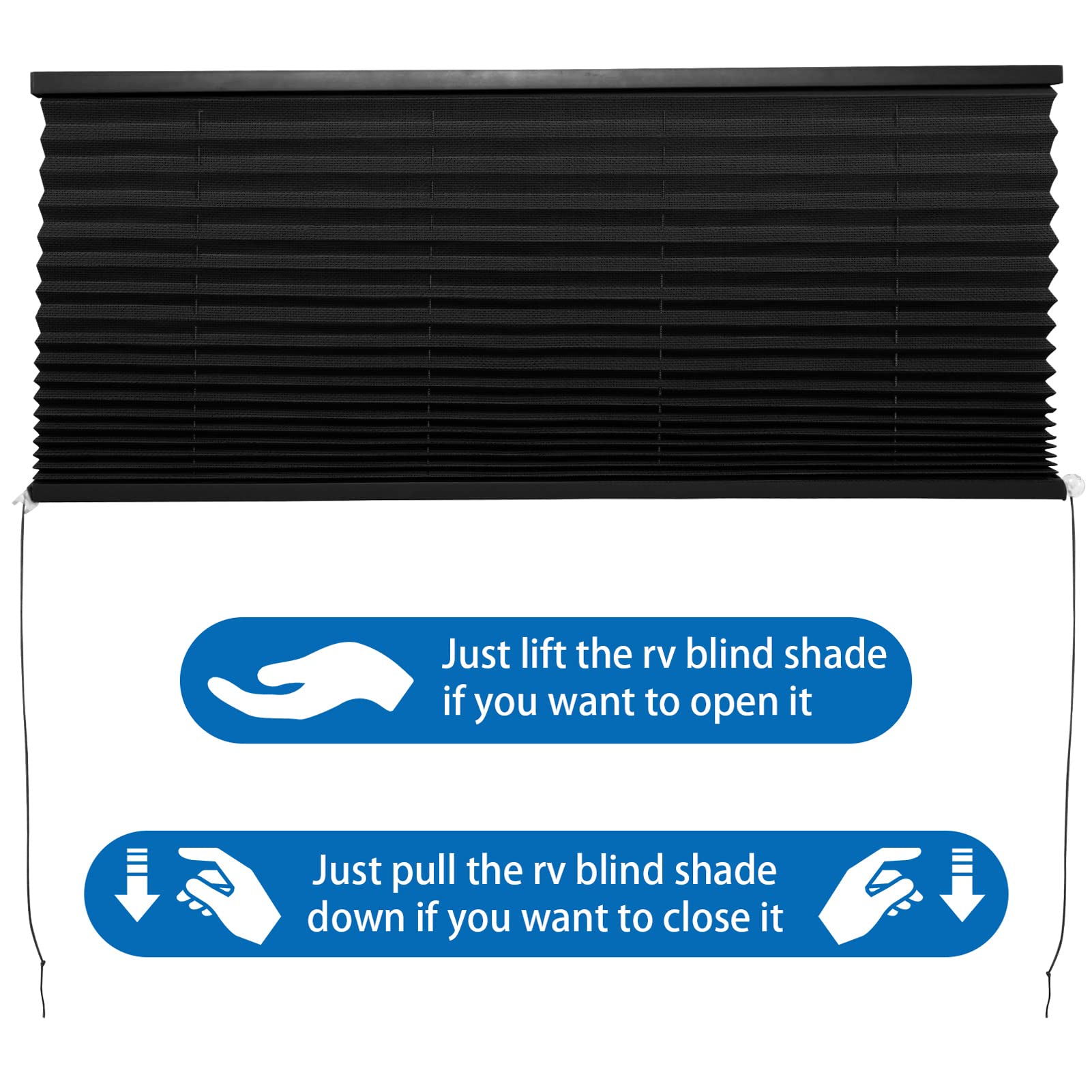 NOVINO RV Blinds Shades for Camper Window,RV Shades Pleated Camper Blinds for Travel Trailer Motor Coach Motorhome Window-14 W x 24" L