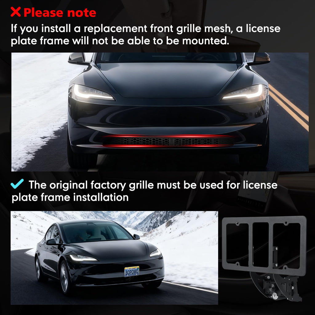 The Original No Drill Front License Plate Holder Fit for 2017-2023 Tesla Model 3& 2020-2024 Tesla Model Y with Safety Design, No Adhesives License Frame