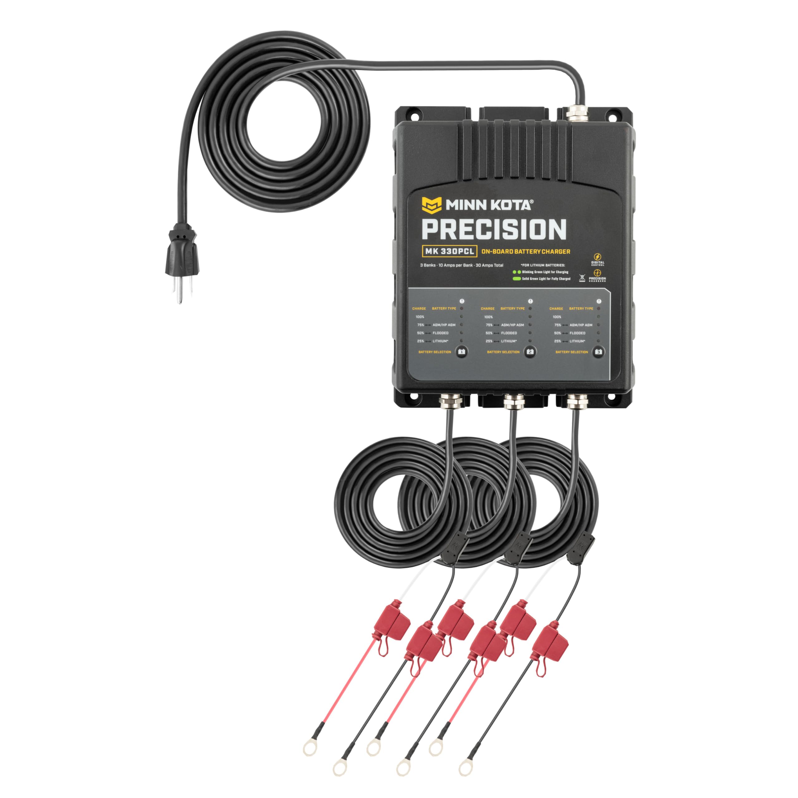 Minn Kota Precision MK-212PCL On-Board Marine Battery Charger – 2 Banks, 6 Amps Each