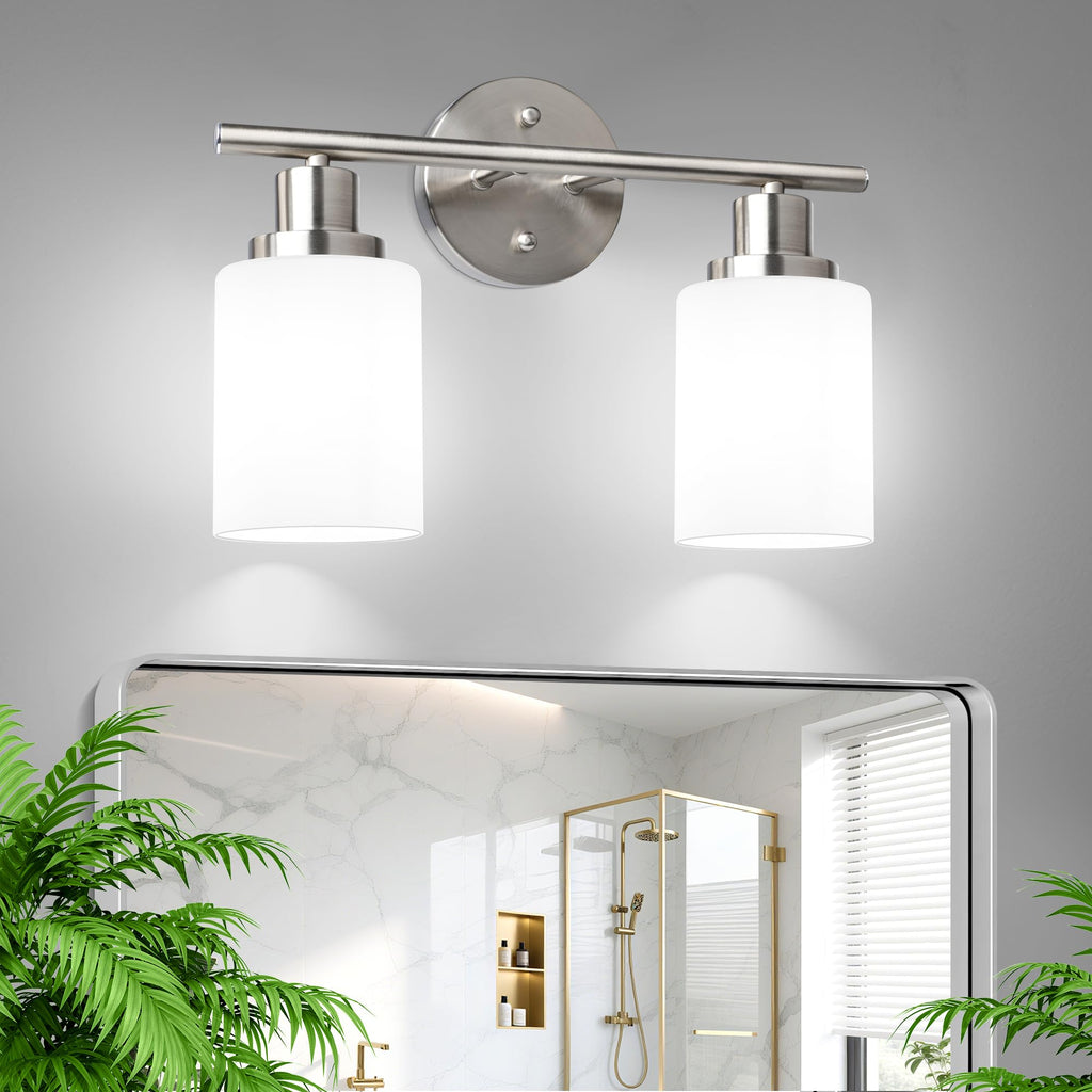 Unicozin 2 Pack Modern Bathroom Light Fixtures, 3 Light Vanity Lights, Black Wall Lamp with Clear Glass for Bathroom, Mirror, Living Room, Bedroom, Hallway, E26 Base