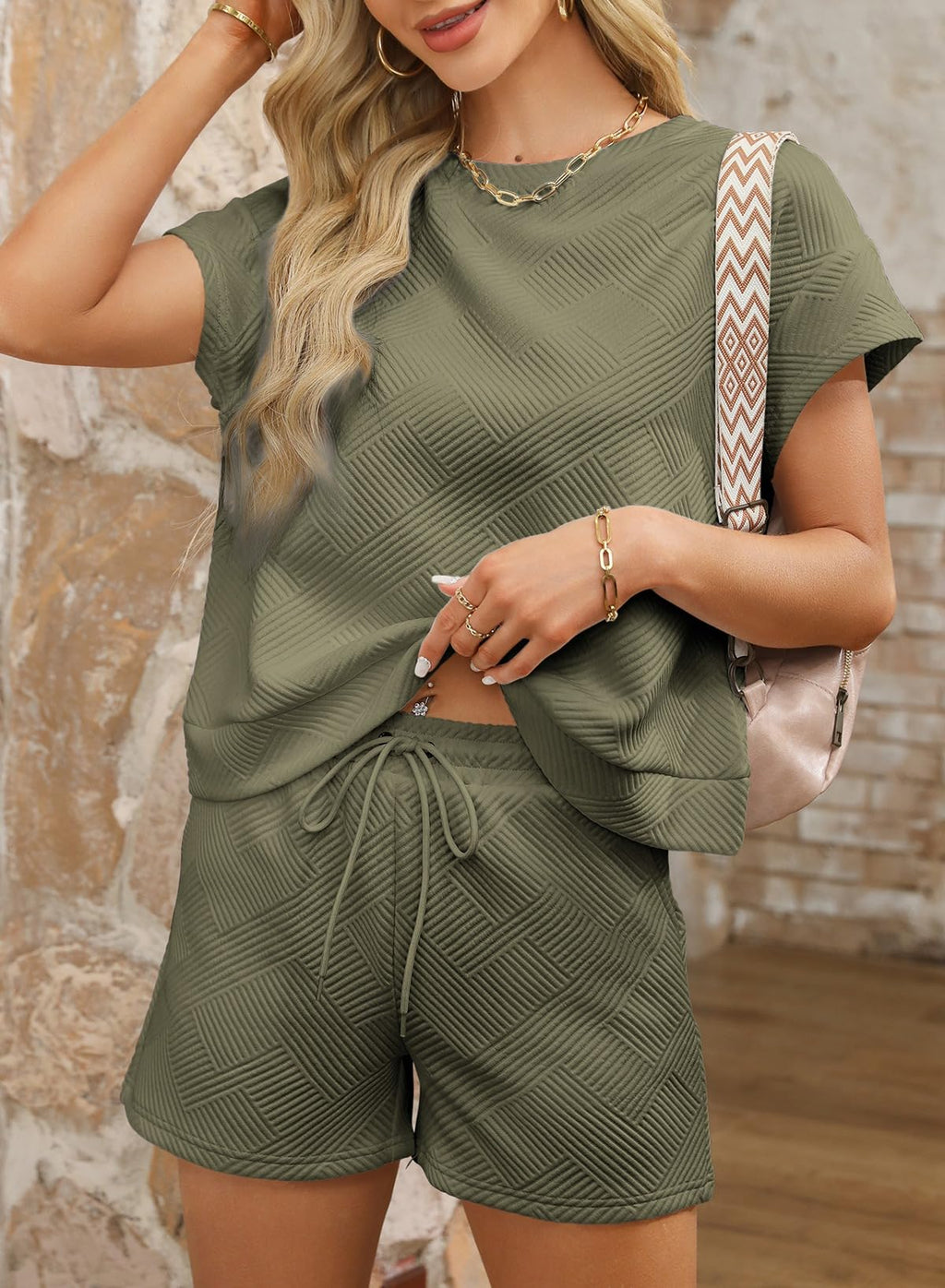 Dokotoo Women's 2 Piece Outfits Sweatsuit Casual Short Sleeve Pullover Tops and Drawstring Shorts Pants Lounge Sets