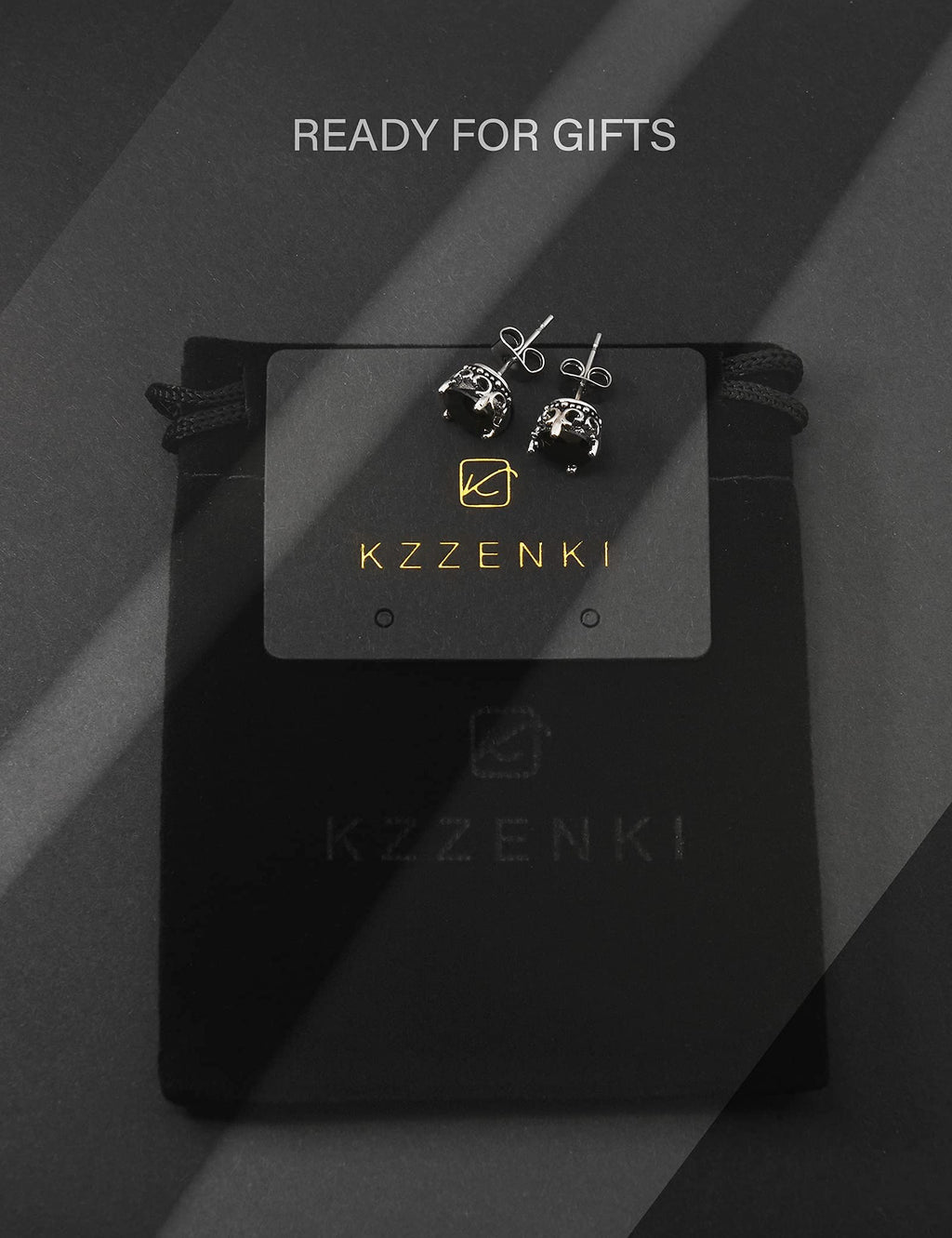 Retro Dark Shadow Stud Earrings, Hypoallergenic Stainless Steel Cubic Zirconia Earrings