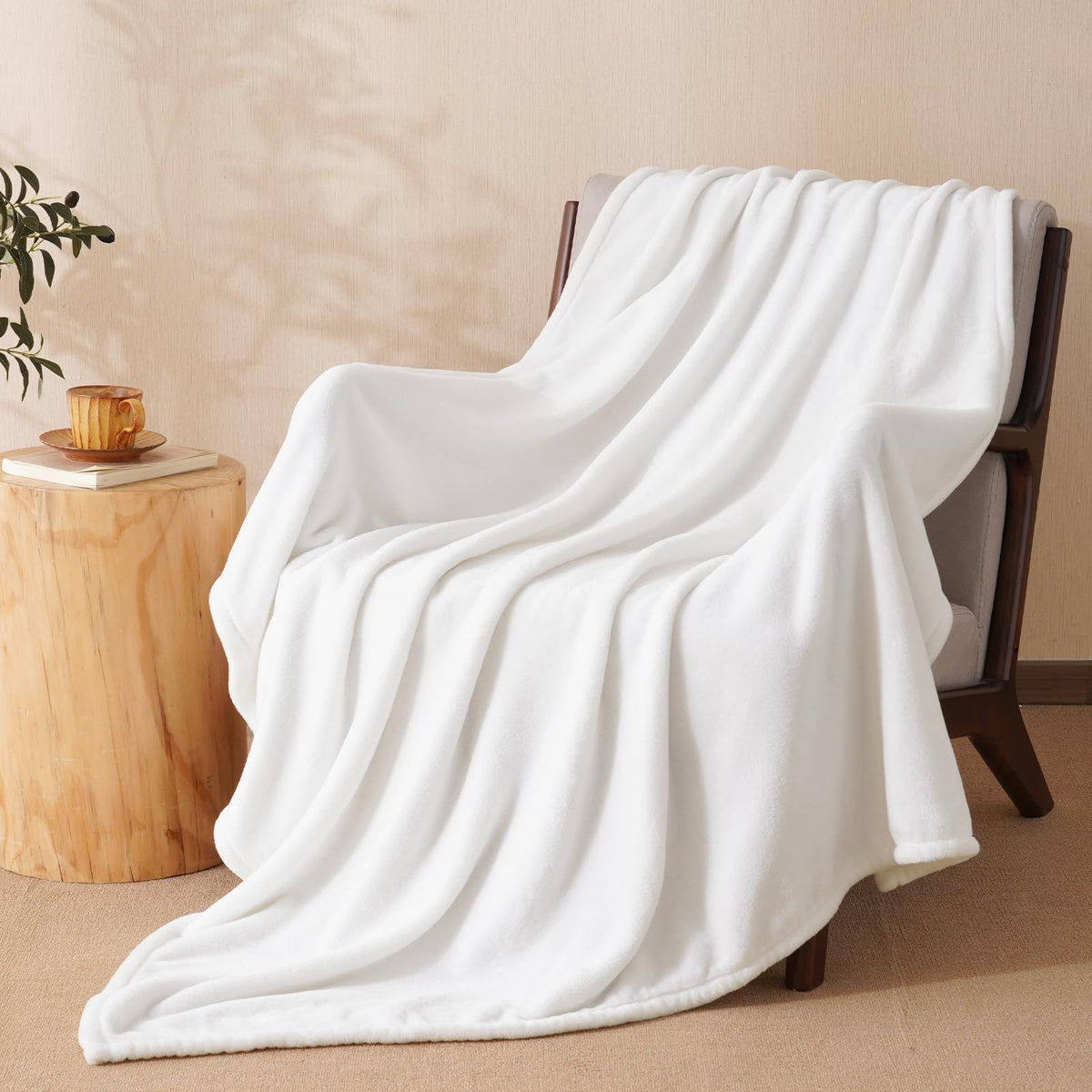 PHF Oversized King Big Fleece Blanket 120"x120", No Shed No Pilling Extra Large Soft Blanket, Giant 10'x 10' Lightweight for Bed, Sofa Travel and Camping, Suitable for All Season, Beige