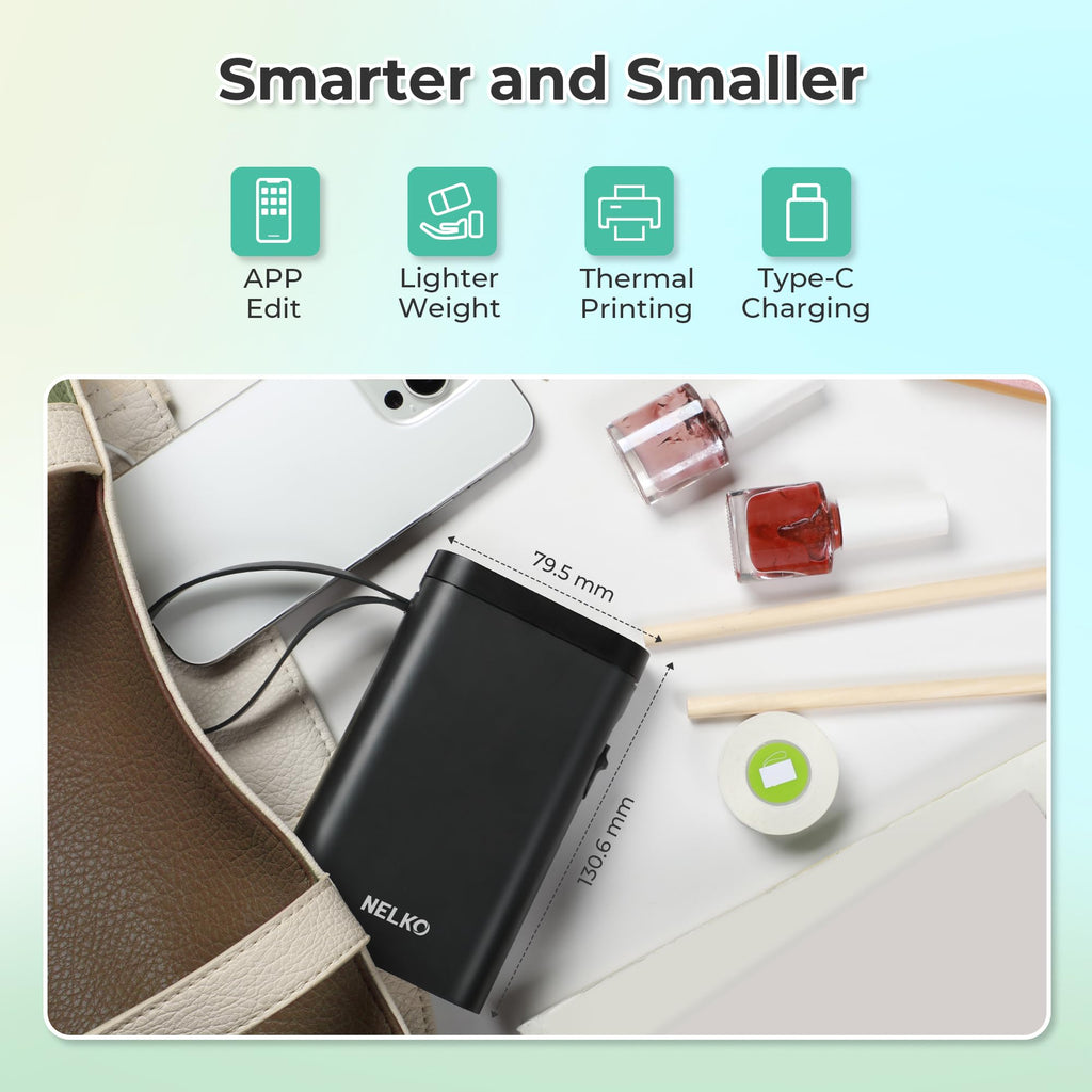 Nelko Label Maker Machine with Tape, P21 Bluetooth Label Printer, Wireless Mini Label Makers with Multiple Templates for School Office Home, White