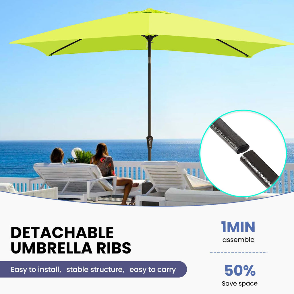 Ayge 6.5x10FT Rectangular Patio Umbrella Outdoor Table Umbrella w/Push Button Tilt & Crank Rectangle Market Umbrella UV Protection for Garden,Deck,Lawn,Yard & Pool,Beige