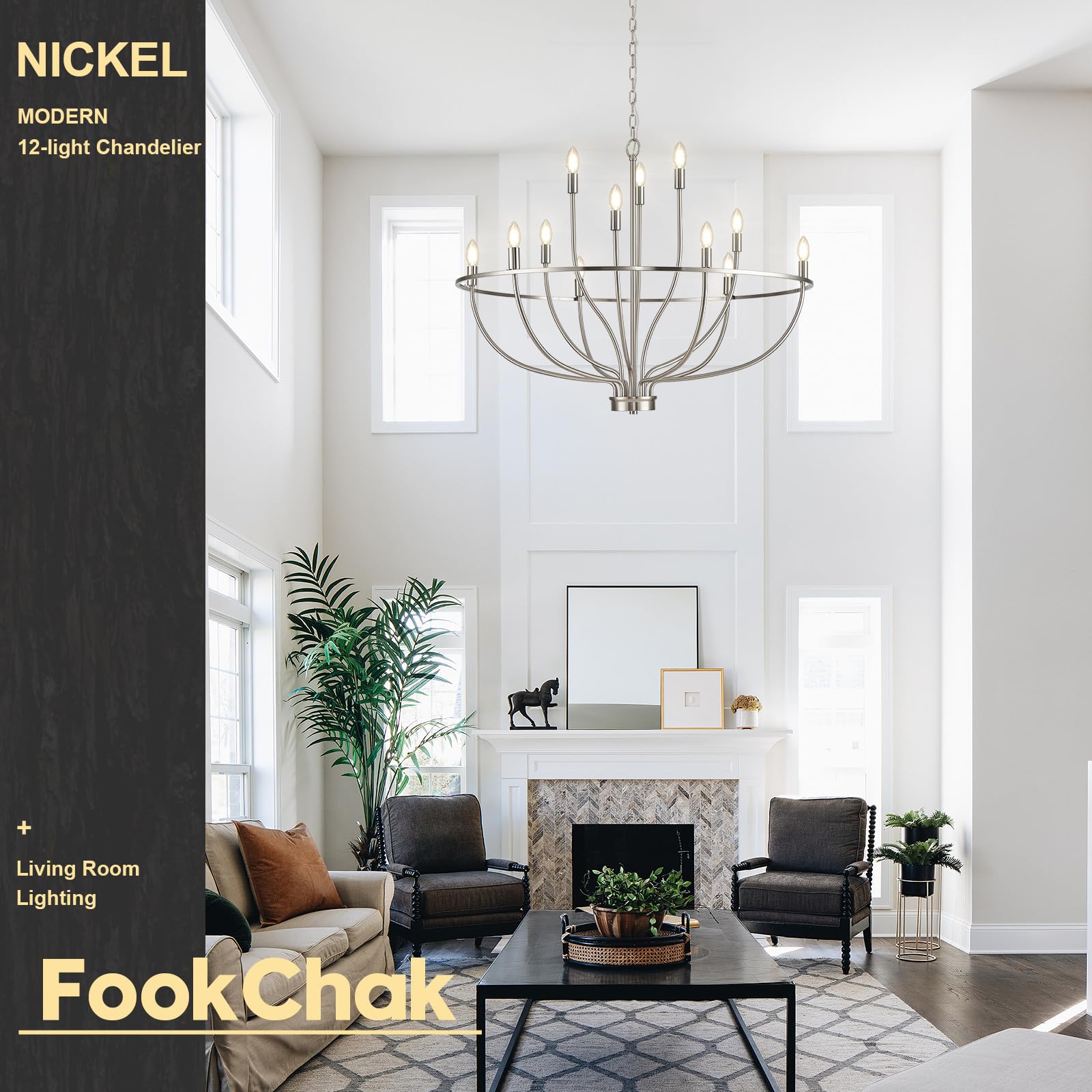 Black Chandelier 6-Light Dining Room Chandelier Kitchen Chandeliers Over Table Round Living Room Chandelier Light Fixture for Bedroom, Kitchen, Foyer