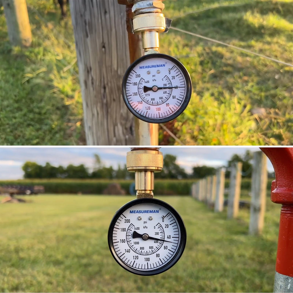 MEASUREMAN 2" Water Pressure Test Gauge, 3/4" Female Hose Thread, 0-200 psi/kpa with Maximum Pressure Memory (Pack of 2)