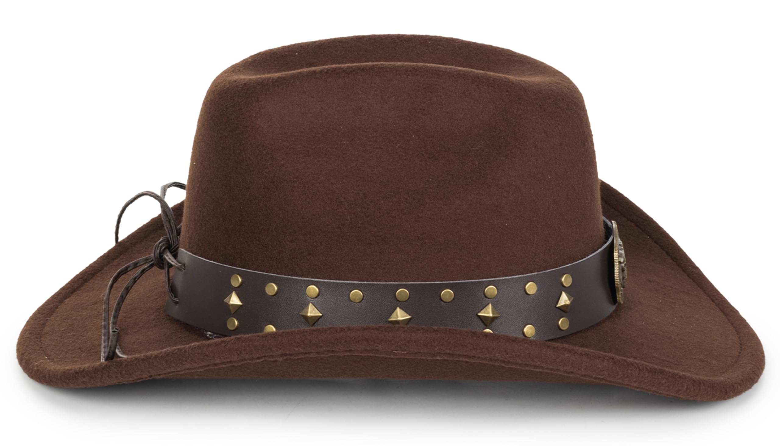 Vintage Western Cowboy Hat for Men Women - Wide Brim Cowgirl Fedora Hats with Braided Rope Band M