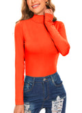 Women's Long Sleeve Mock Turtleneck Tops Casual Slim Fitted Lightweight Under Layer Pullover Shirts