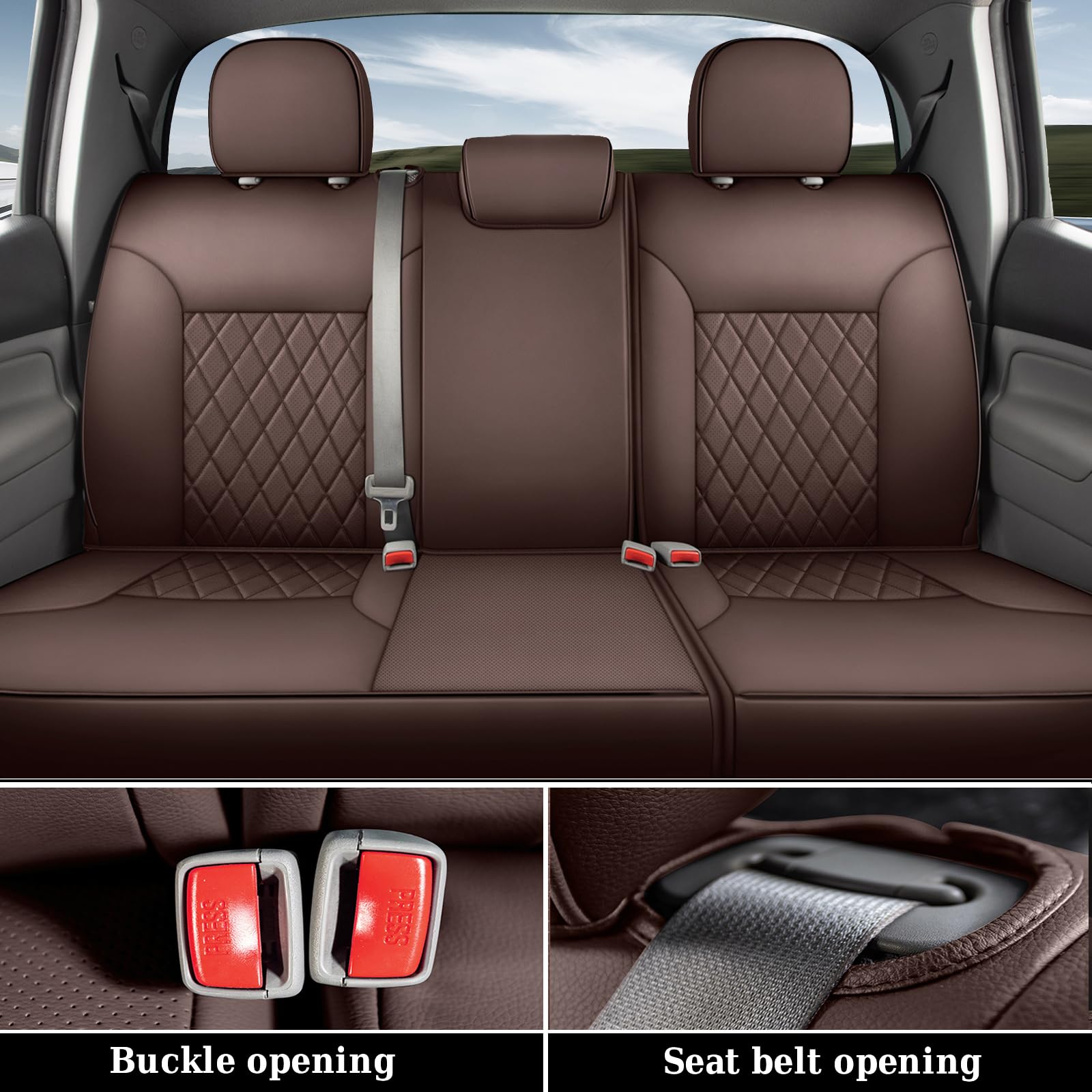 Coverado Tacoma Seat Covers, Car Seat Covers Front Seats, Leather Seat Covers for Cars Car Seat Protector Cushion Tacoma Accessories Custom Fit 2005-2023 Toyota Tacoma Double/Crew Cab(Black)