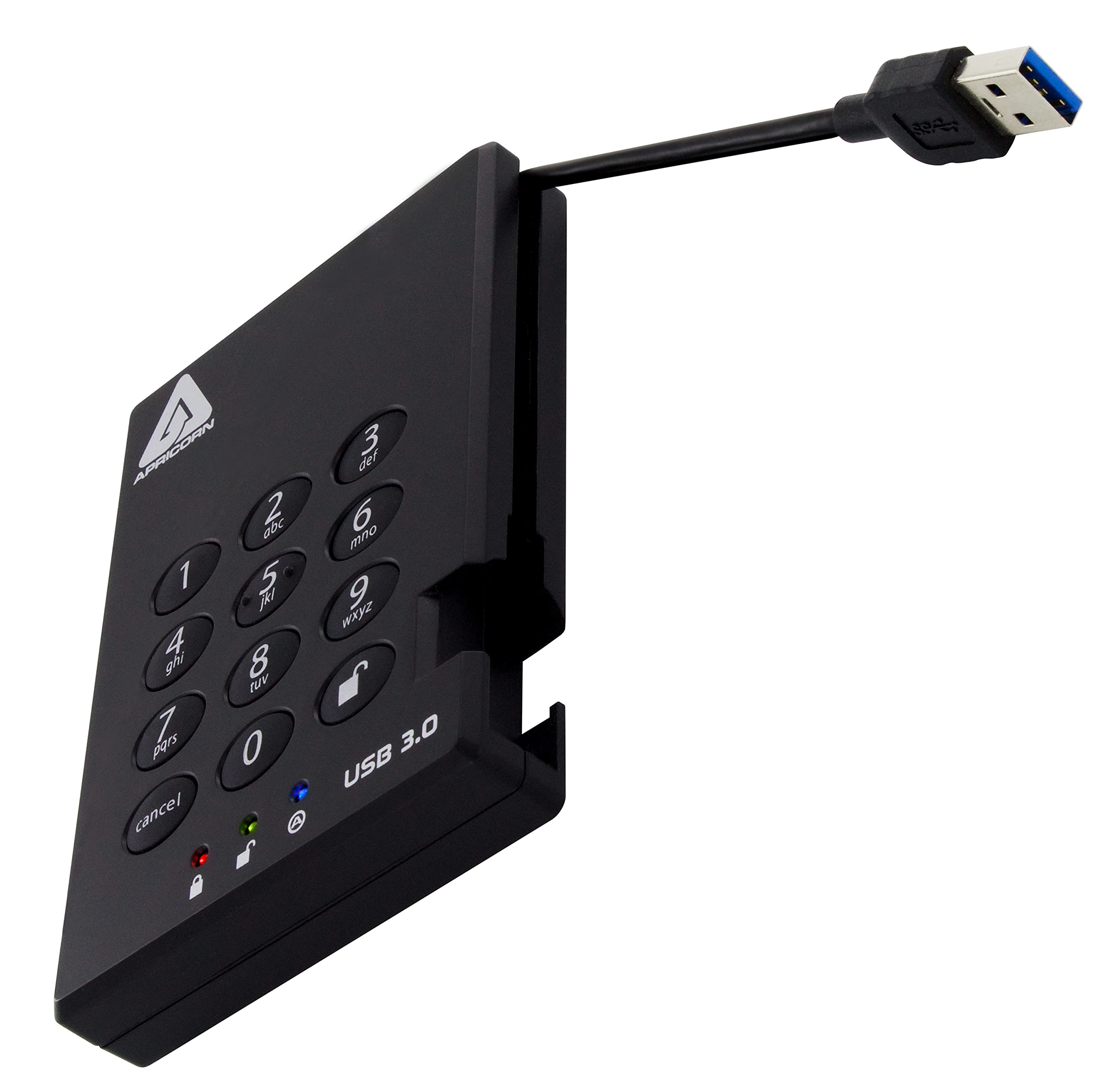 Apricorn 500GB Aegis Padlock USB 3.0 256-bit AES XTS Hardware Encrypted Portable External Hard Drive (A25-3PL256-500)