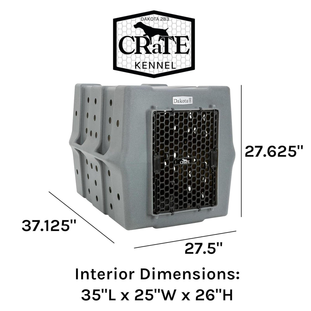 Dakota 283 Canine Rough and Tough Economy Dog Crate w/ Removable Two-Way Door - Heavy Duty Outdoor Kennel for Medium Breed Dogs (Coyote Granite, Intermediate)